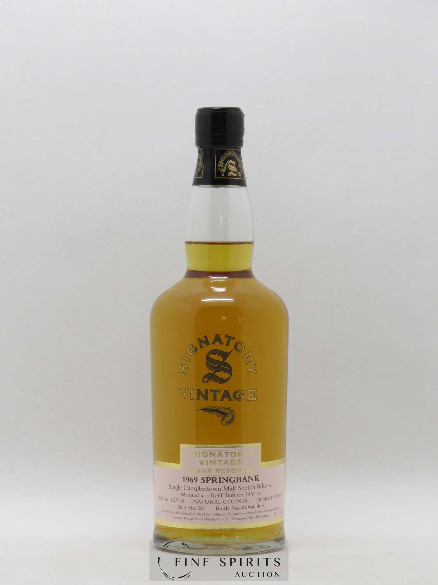 Springbank 34 years 1969 Signatory Vintage Single Ex Refill Butt n°262 Limited Edition 408 Bottles Rare Reserve - Lot of 1 bottle - 1