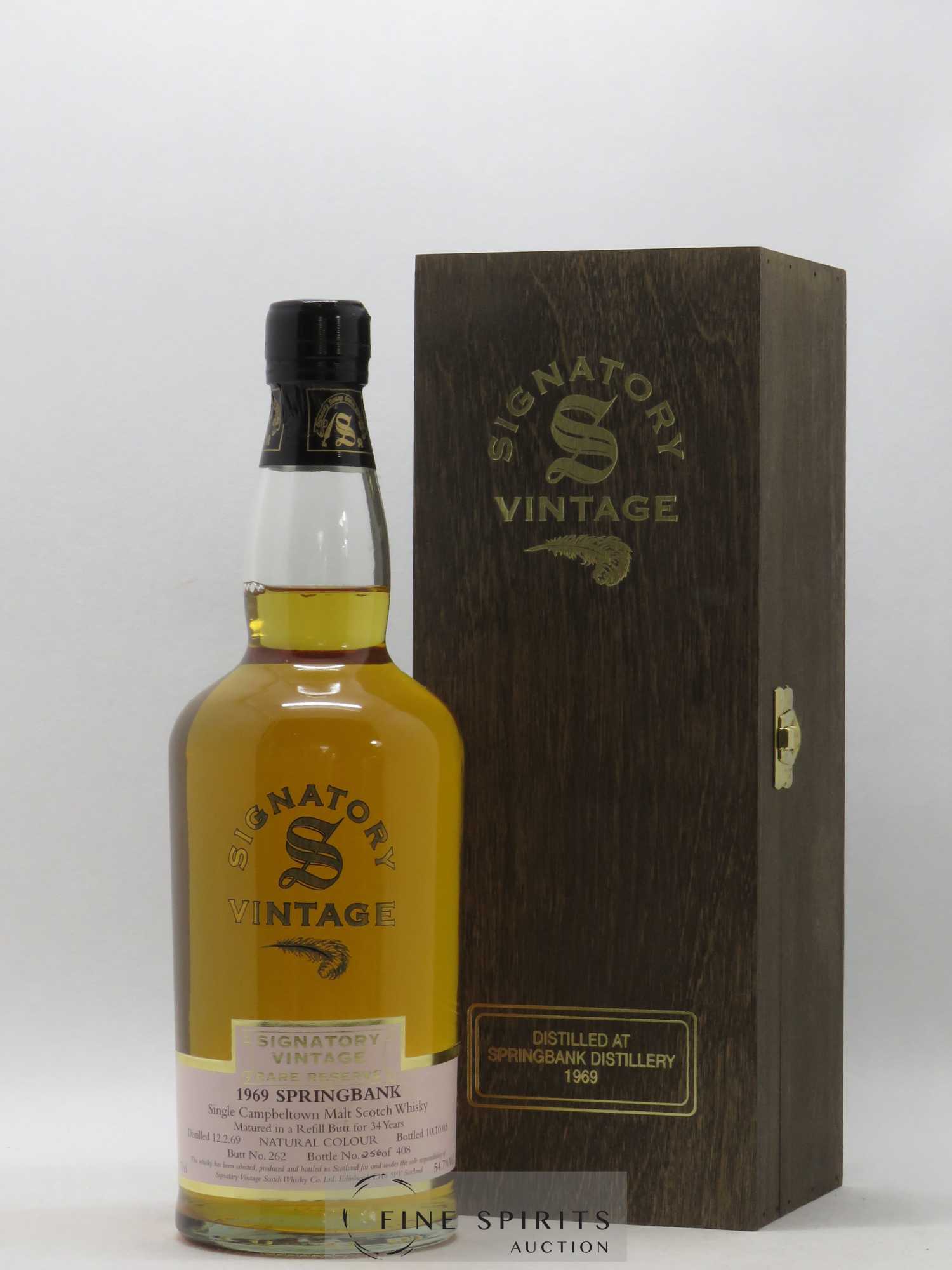 Springbank 34 years 1969 Signatory Vintage Single Ex Refill Butt n°262 Limited Edition 408 Bottles Rare Reserve - Lot of 1 bottle - 0