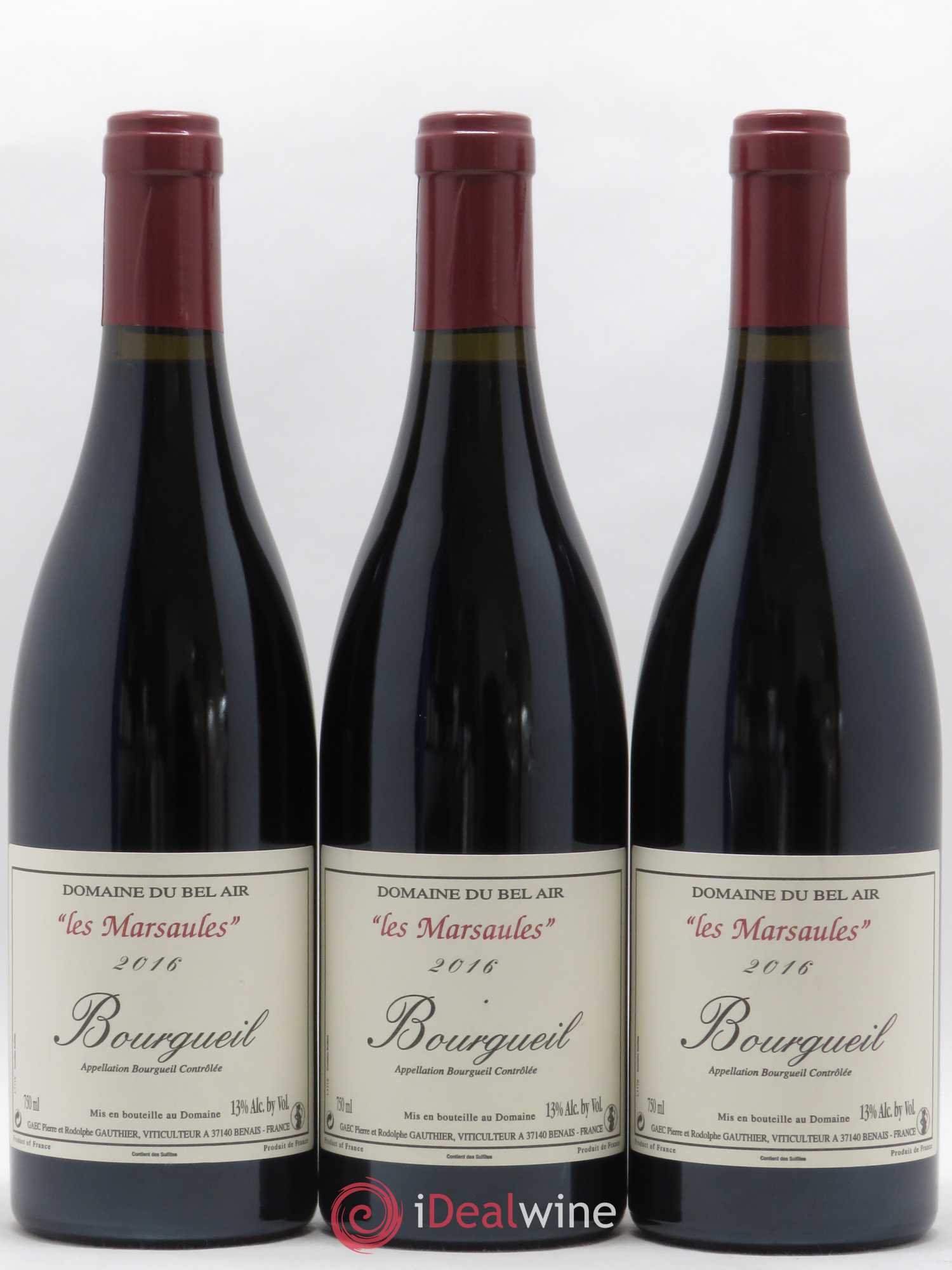 Bourgueil Marsaules Domaine du Bel Air 2016 - Lot de 3 bouteilles - 0