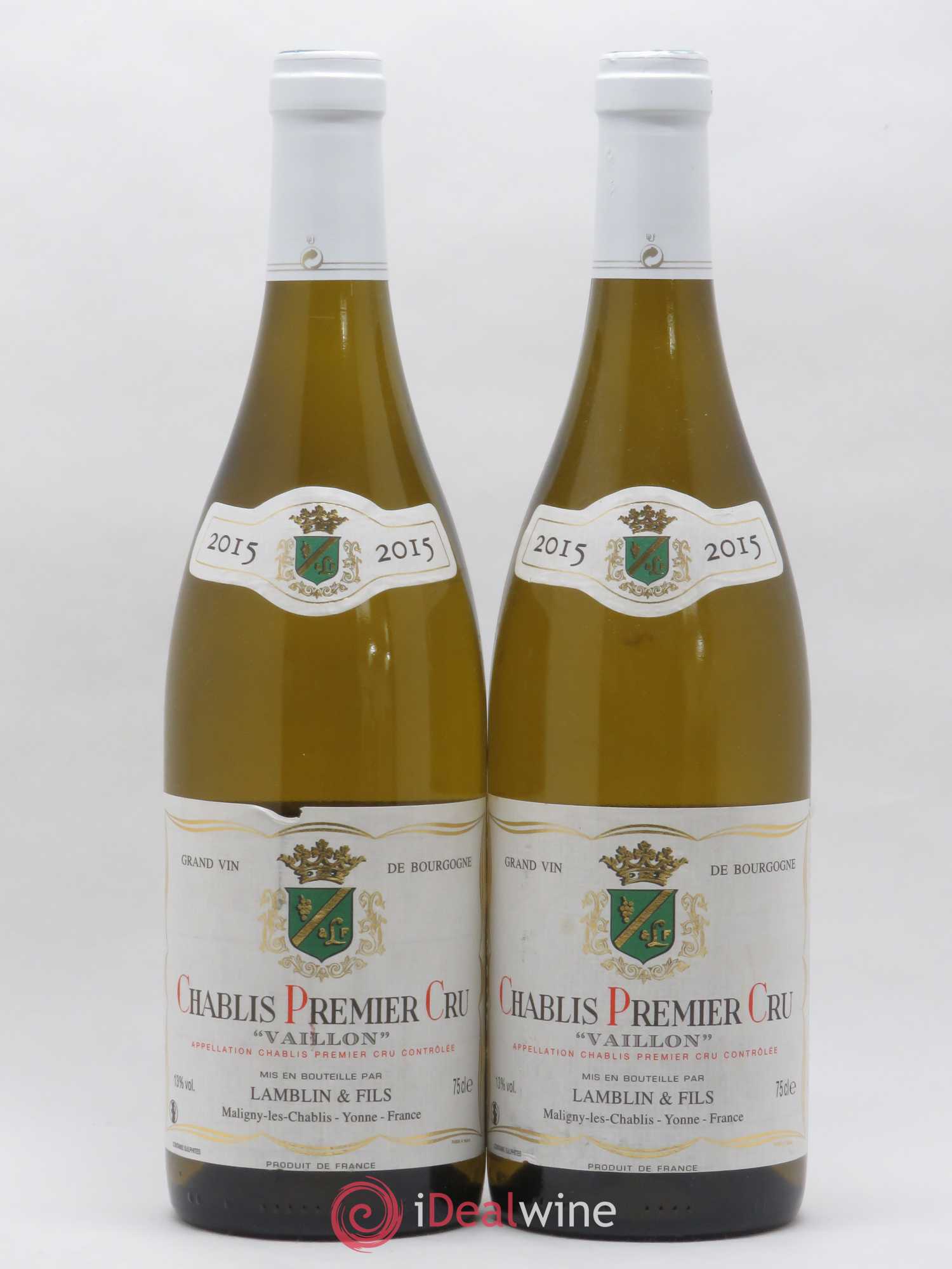 Chablis 1er Cru Vaillon Domaine Lamblin 2015 - Lot of 2 bottles - 0