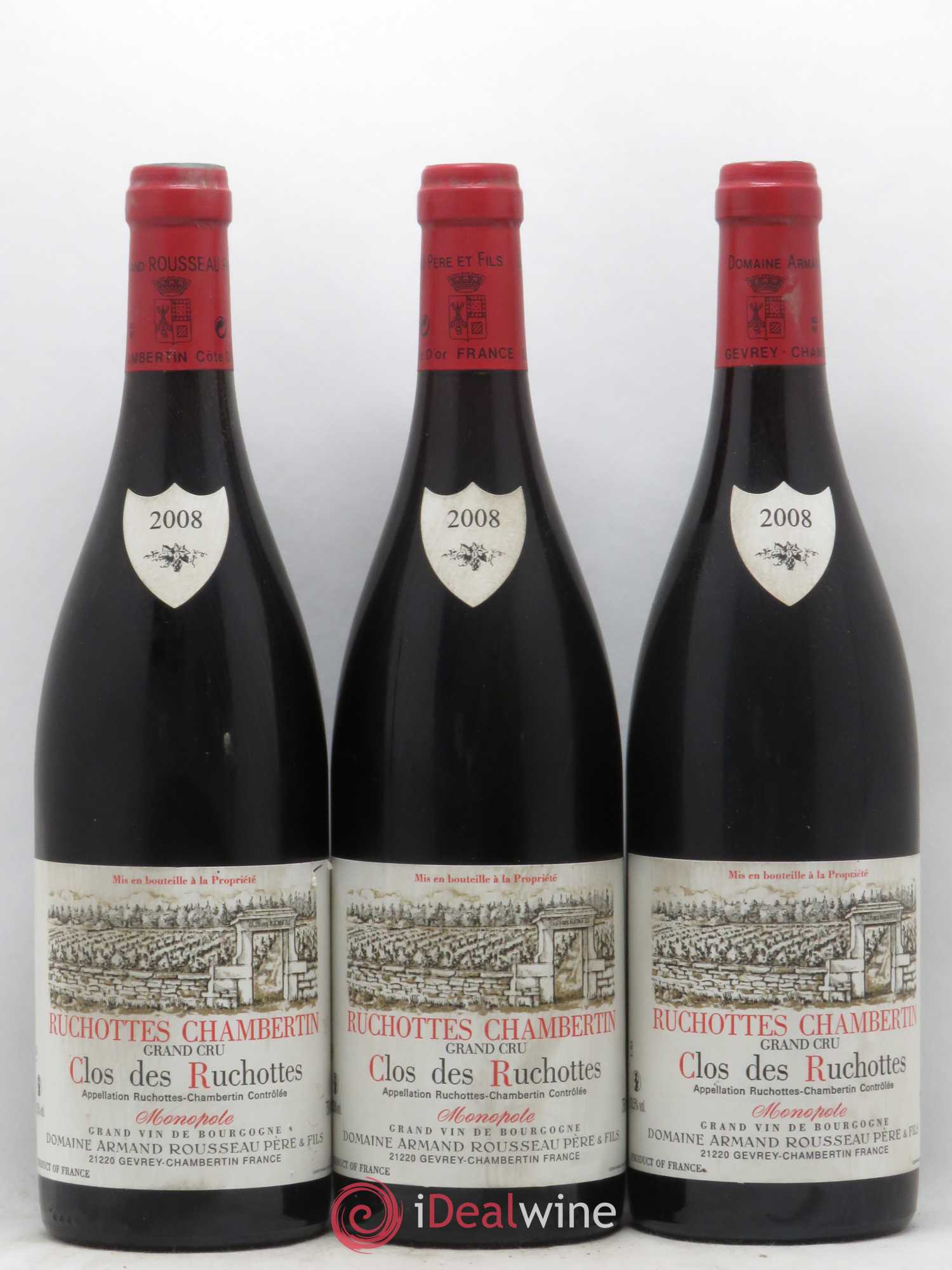 Ruchottes-Chambertin Grand Cru Clos des Ruchottes Armand Rousseau (Domaine) 2008 - Lot of 3 bottles - 0