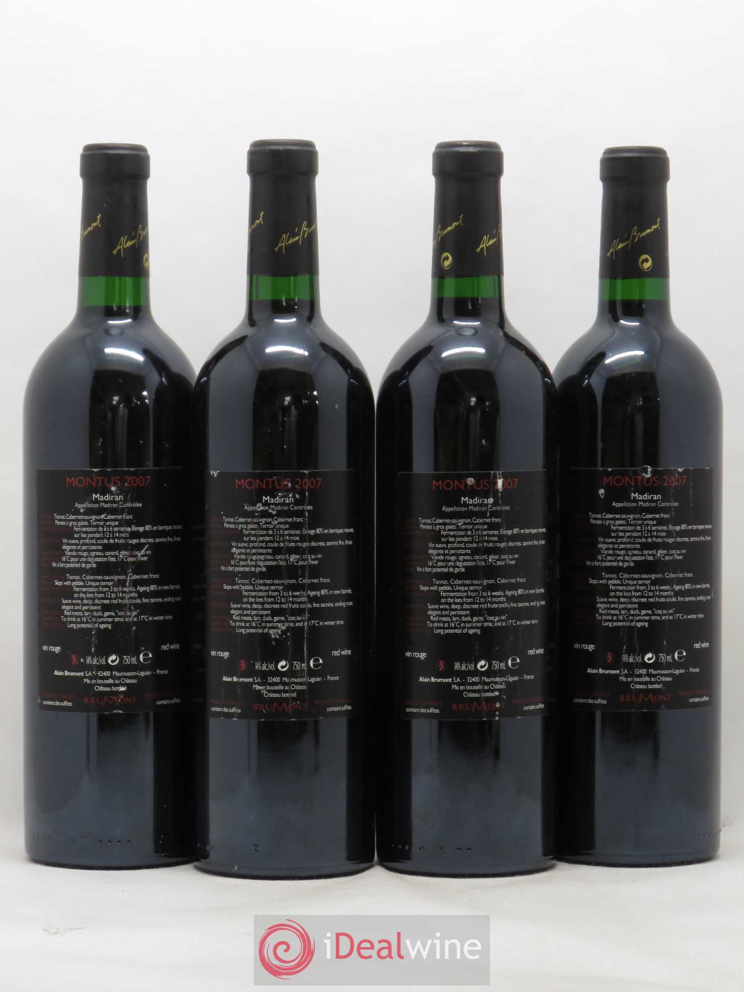 Madiran Château Montus Alain Brumont  (sans prix de réserve) 2007 - Lot de 4 bouteilles - 1