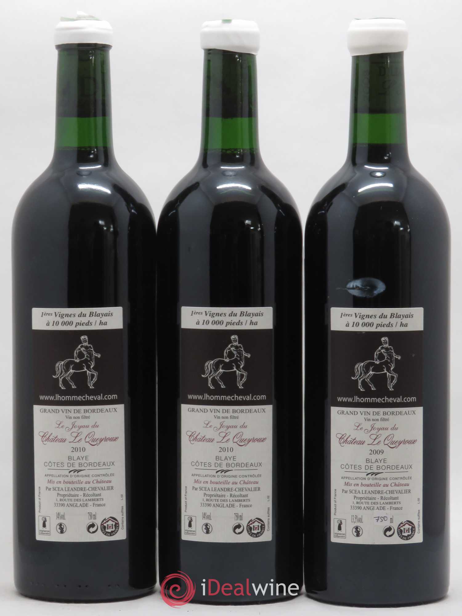 Premières-Côtes-de-Blaye (Blaye-Côtes-de-Bordeaux) Le Joyau Château le Queyroux 2010 - Lot of 3 bottles - 1