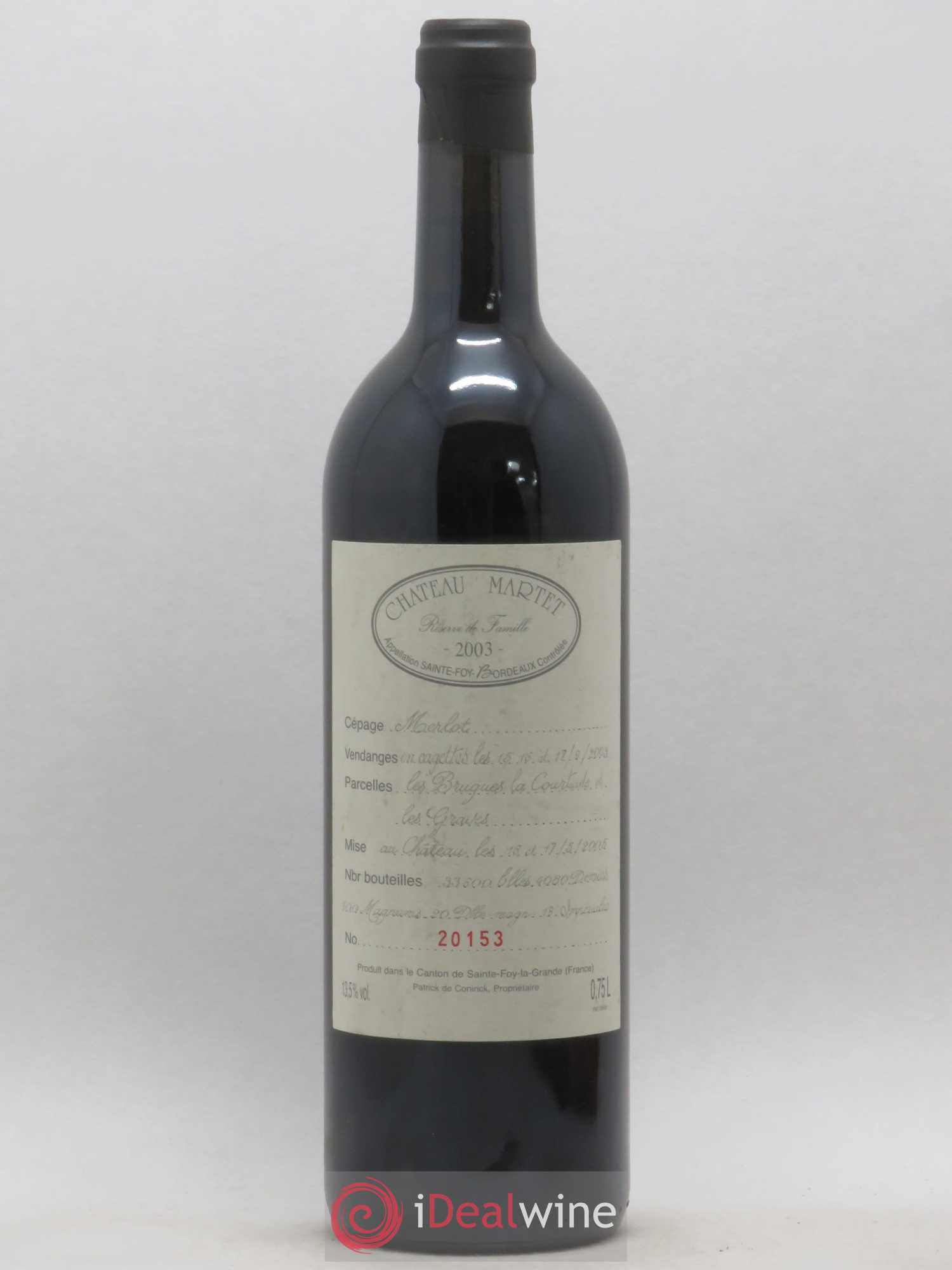 Château Martet 2003 - Lot of 1 bottle - 0