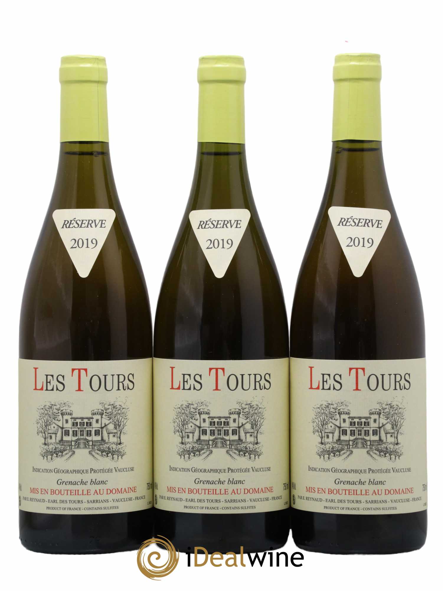 IGP Vaucluse (Vin de Pays de Vaucluse) Les Tours Grenache Blanc Emmanuel Reynaud 2019 - Lot de 3 bouteilles - 0