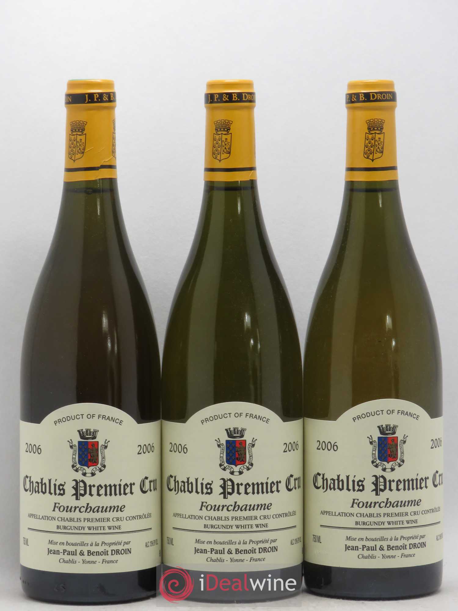 Chablis 1er Cru Fourchaume Jean-Paul & Benoît Droin (Domaine) 2006 - Lot of 3 bottles - 0