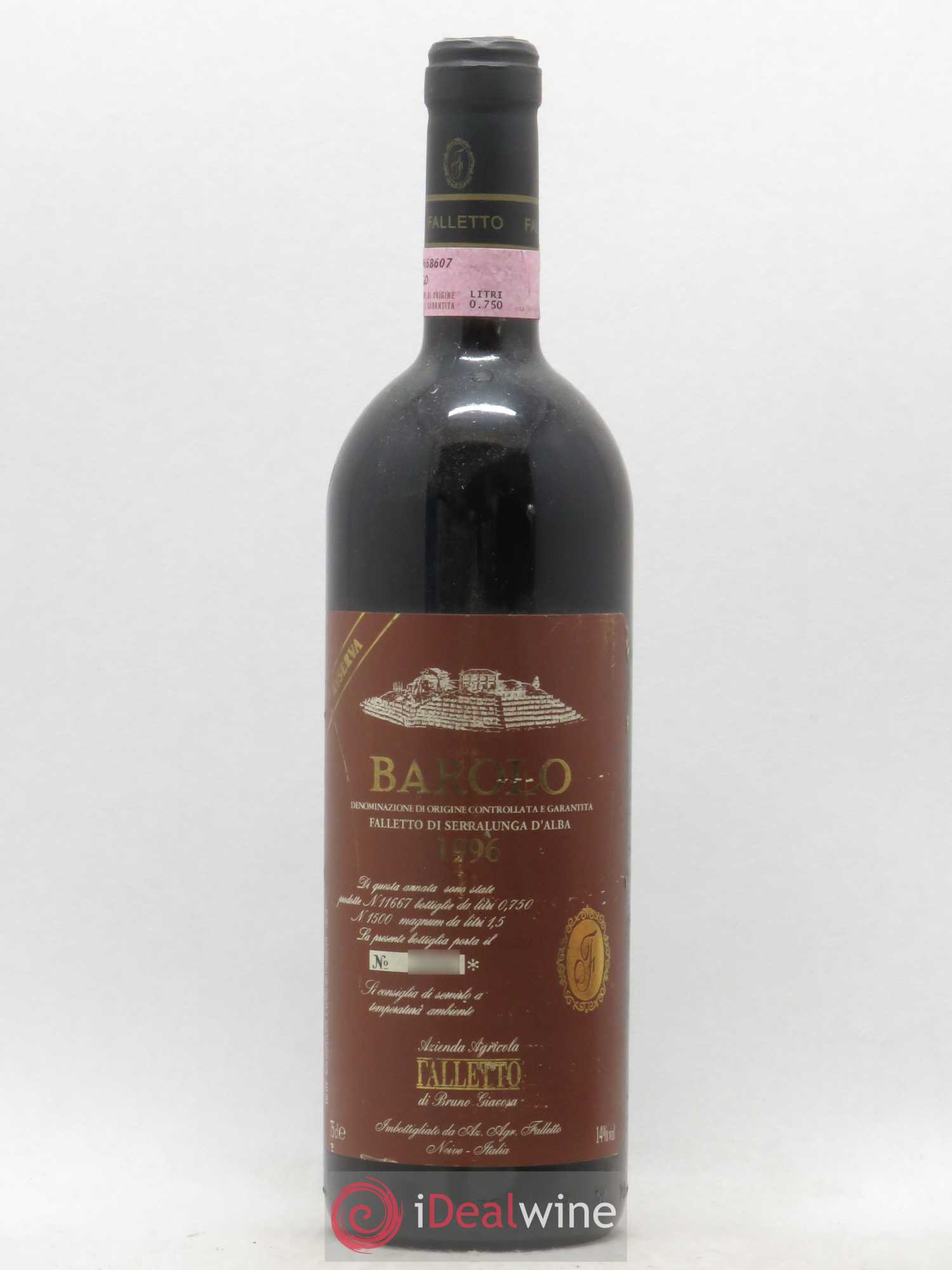 Barolo DOCG Falletto di Serralunga d'Alba Falletto - Bruno Giacosa Riserva (no reserve) 1996 - Lot of 1 bottle - 0