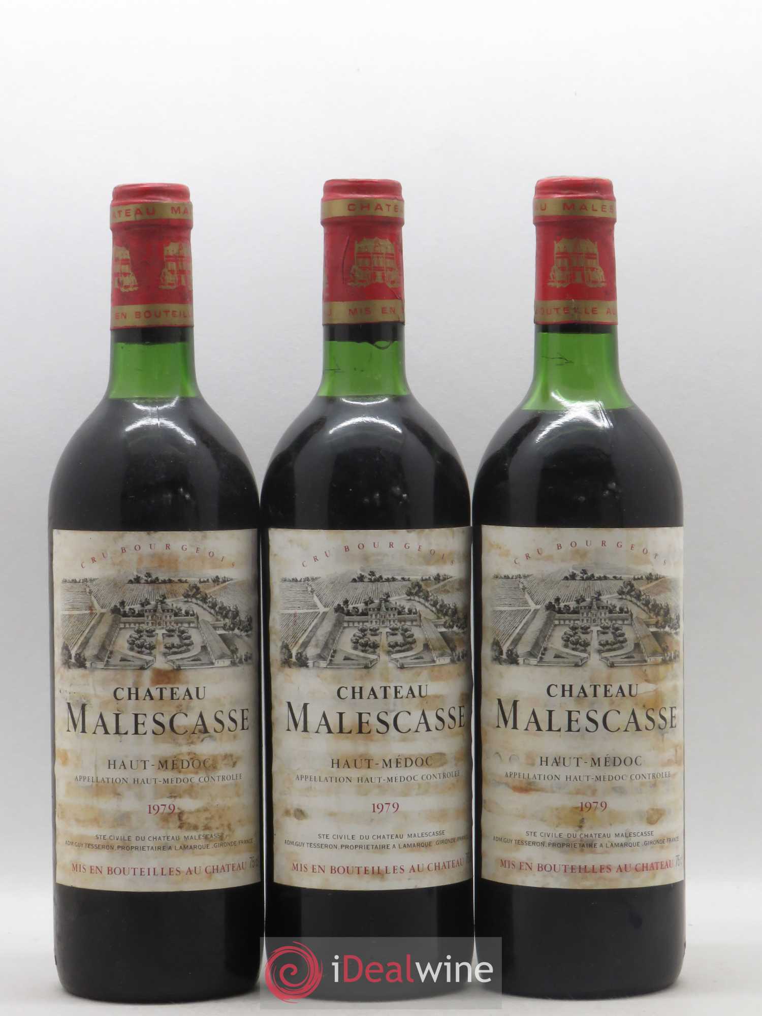 Château Malescasse Cru Bourgeois Exceptionnel 1979 - Lot de 3 bouteilles - 0