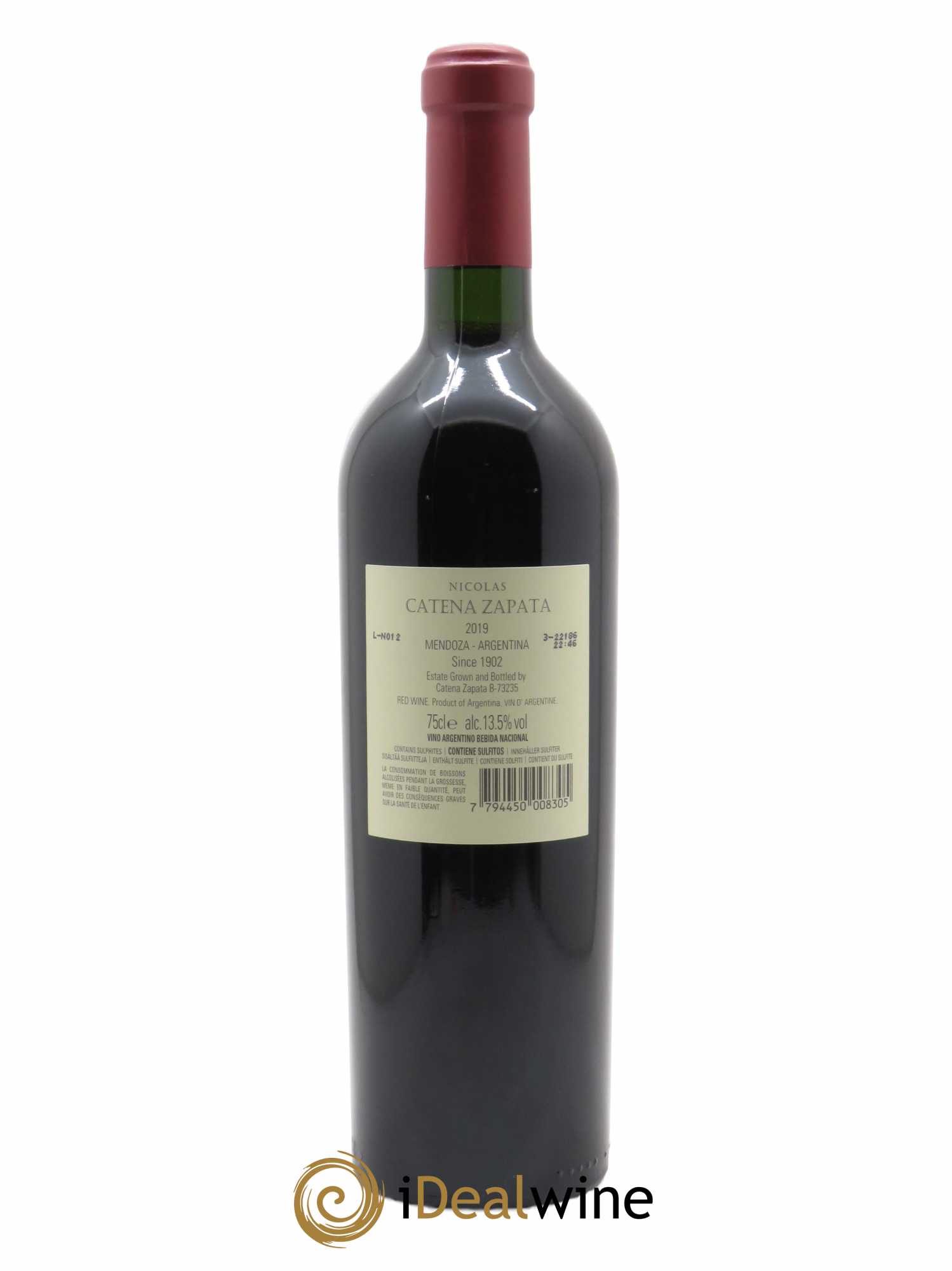 Mendoza Catena Zapata Nicolas (Original-holzkiste ab 6 bts) 2019 - Posten von 1 Flasche - 1