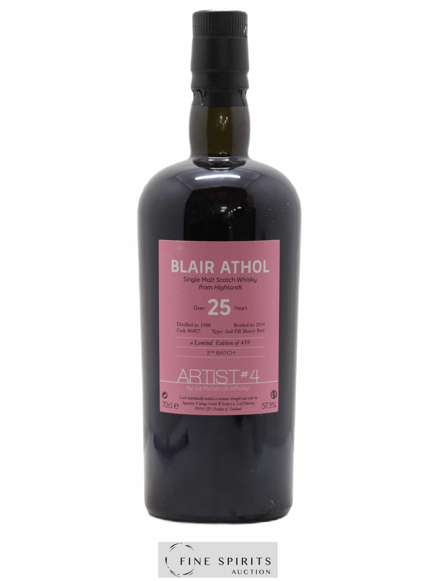 Blair Athol 25 years 1988 Signatory Vintage Artist n°4 - 2nd batch Sherry Butt n°6857 - One of 459 - bottled 2014 LMDW - Lot de 1 bouteille - 1