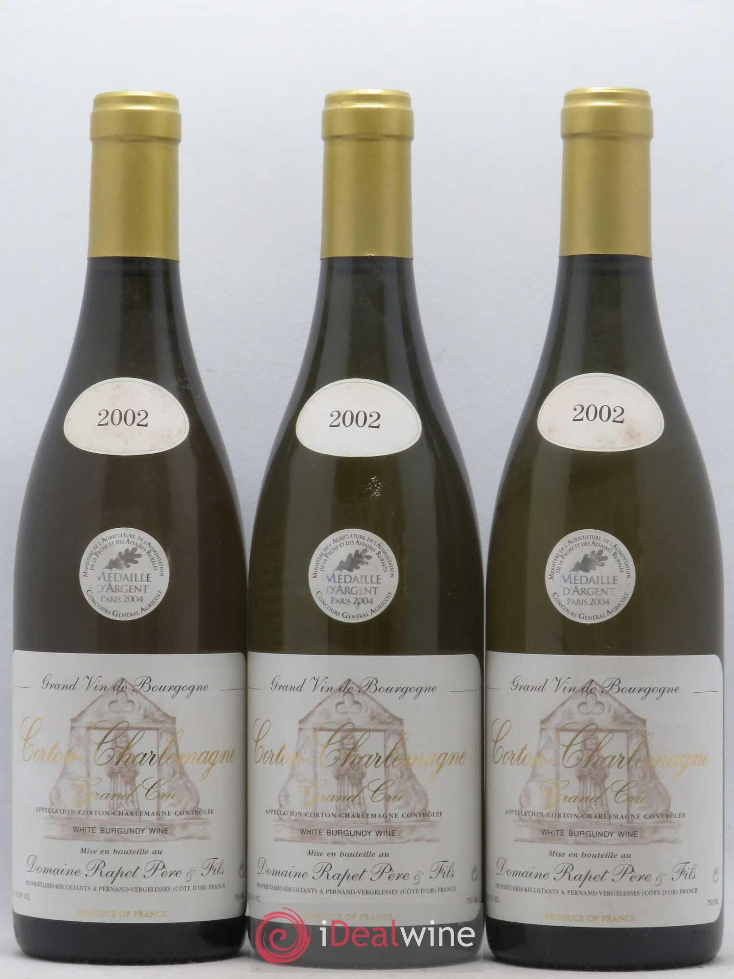 Corton-Charlemagne Grand Cru Rapet Père & Fils 2002 - Lot de 3 bouteilles - 0