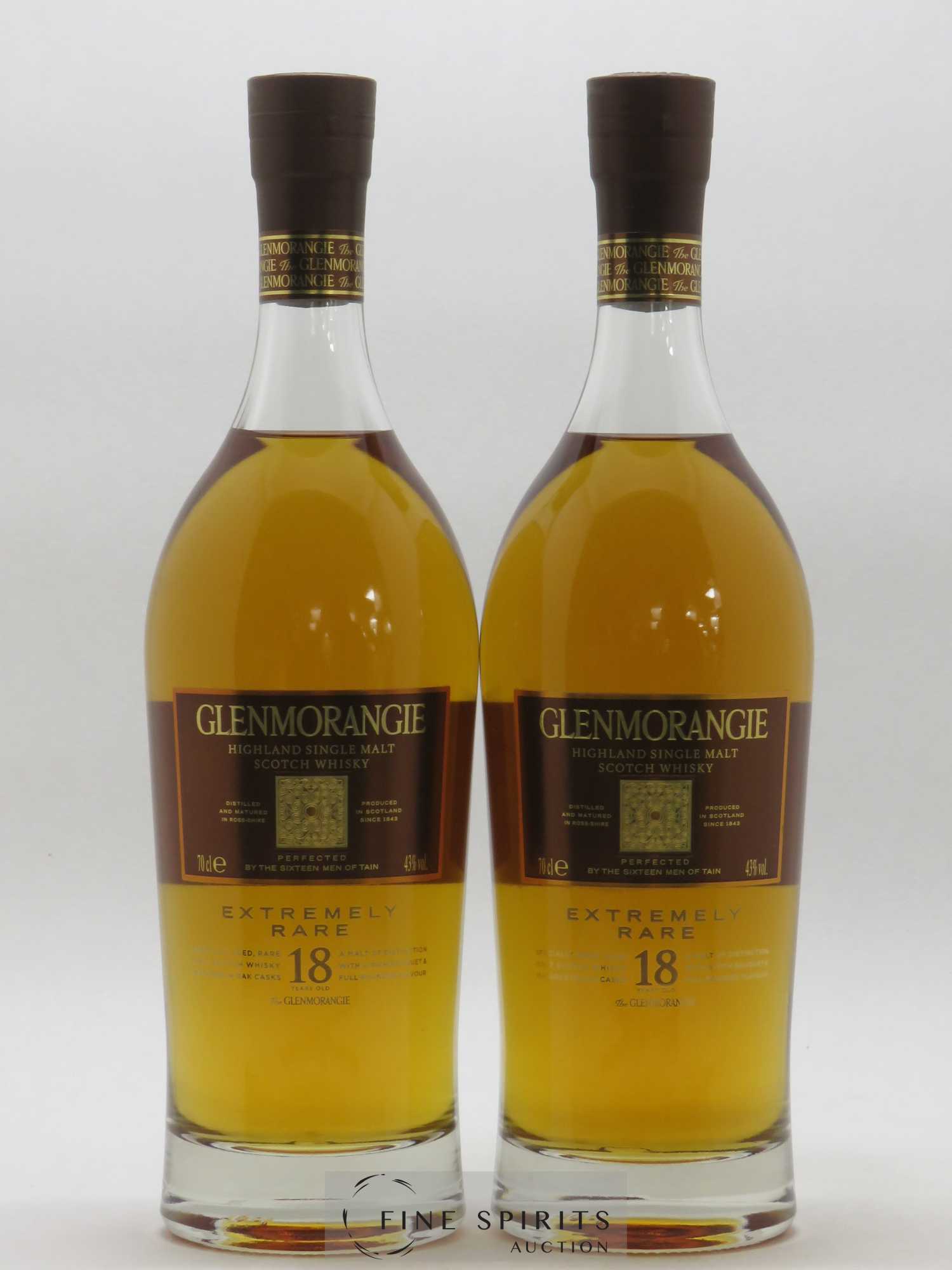 Glenmorangie 18 years Of. Extremely Rare Perfected by the Sixteen Men of Tain - Lot of 2 bottles - 1