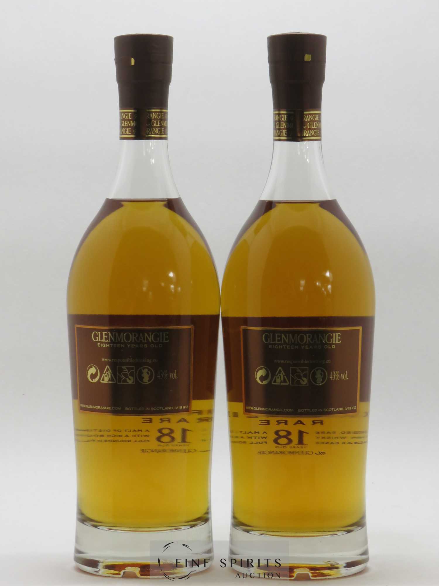 Glenmorangie 18 years Of. Extremely Rare Perfected by the Sixteen Men of Tain - Lot of 2 bottles - 2