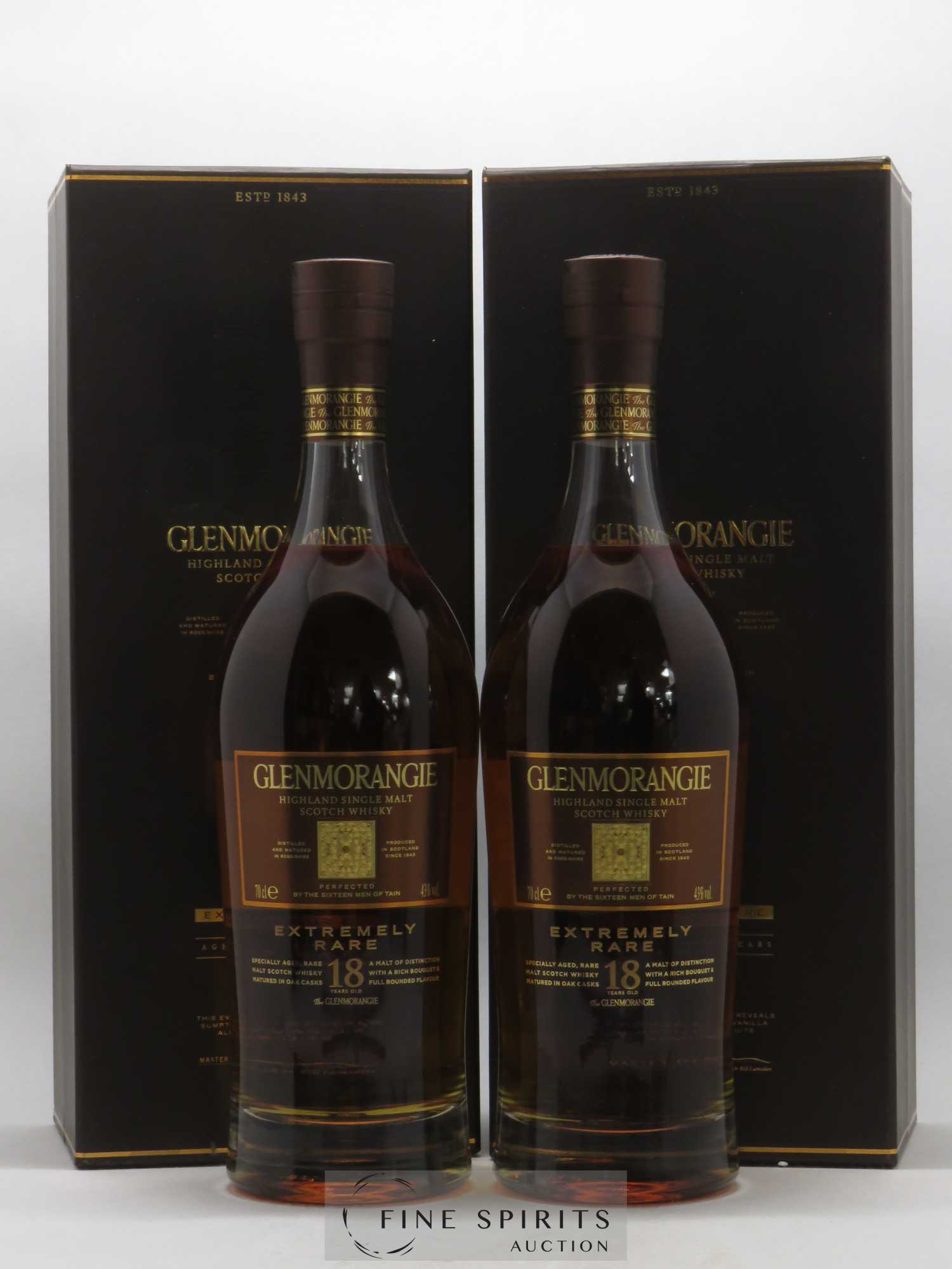 Glenmorangie 18 years Of. Extremely Rare Perfected by the Sixteen Men of Tain - Lot of 2 bottles - 0