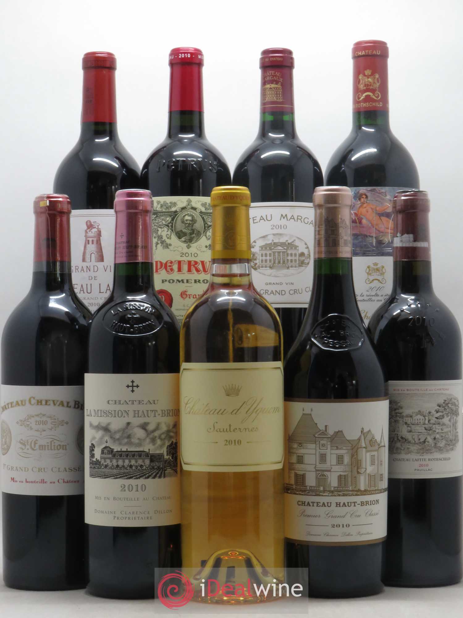 Caisse Collection Duclot 2010 Yquem, Haut Brion, Mission Haut Brion, Lafite Rothschild, Cheval Blanc, Mouton Rothschild, Margaux, Latour, Petrus 2010 - Lot of 1 bottle - 0