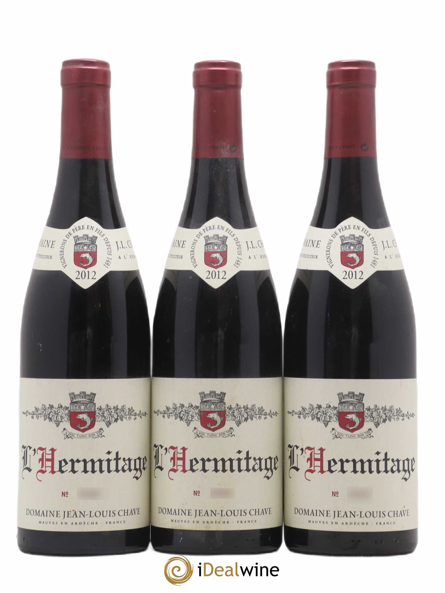 Hermitage Jean-Louis Chave 2012 - Lot of 3 bottles - 0