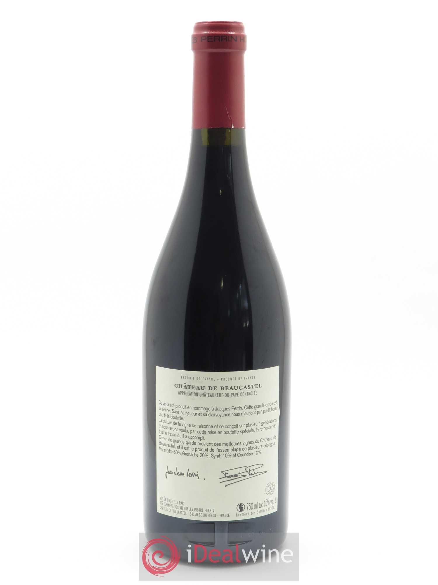 Châteauneuf-du-Pape Château de Château de Beaucastel Hommage à Jacques Perrin Famille Perrin 2014 - Lot de 1 bouteille - 1