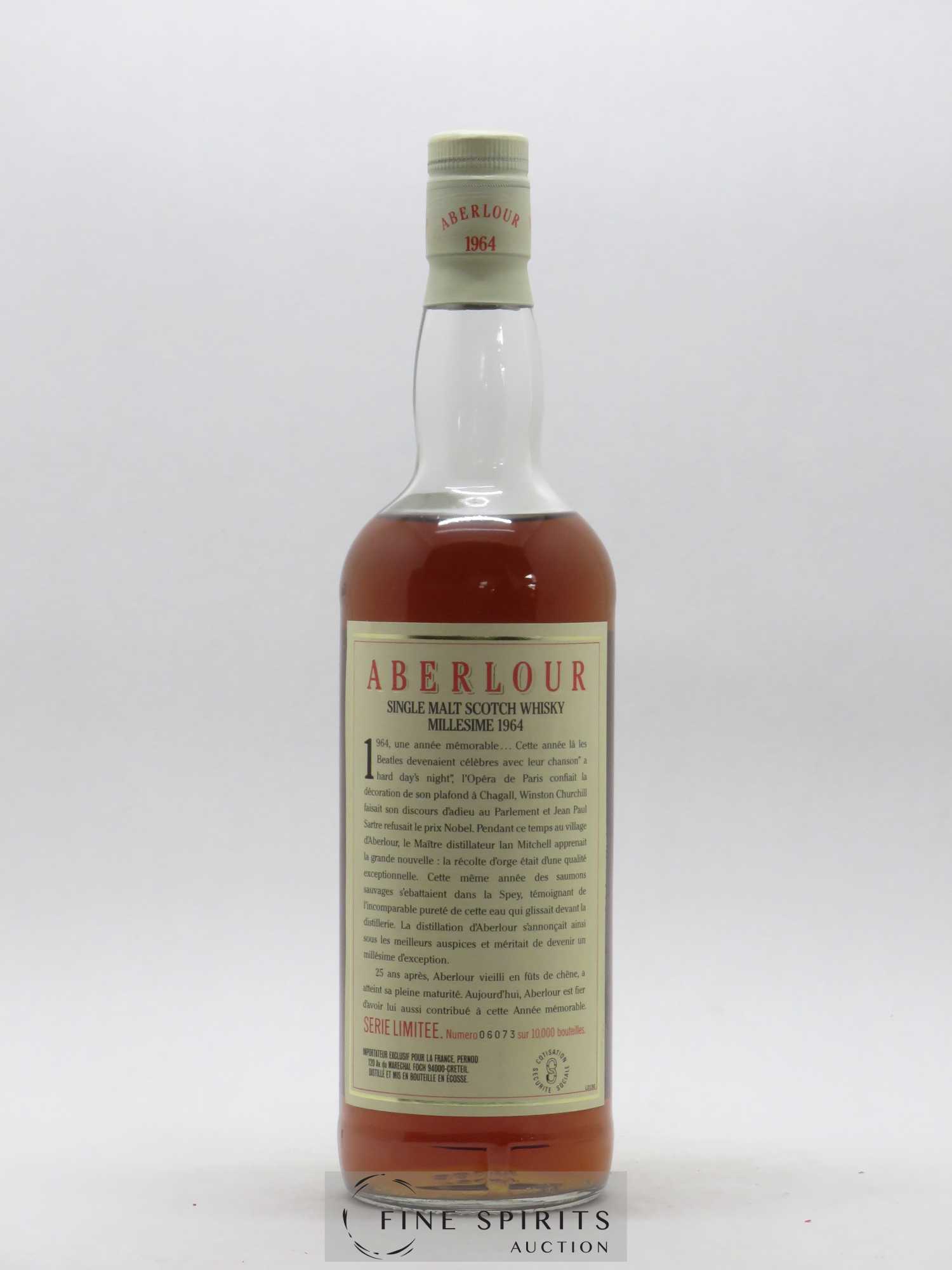 Aberlour 25 years 1964 Of. bottled 1989 N°06073 - Lot of 1 bottle - 2