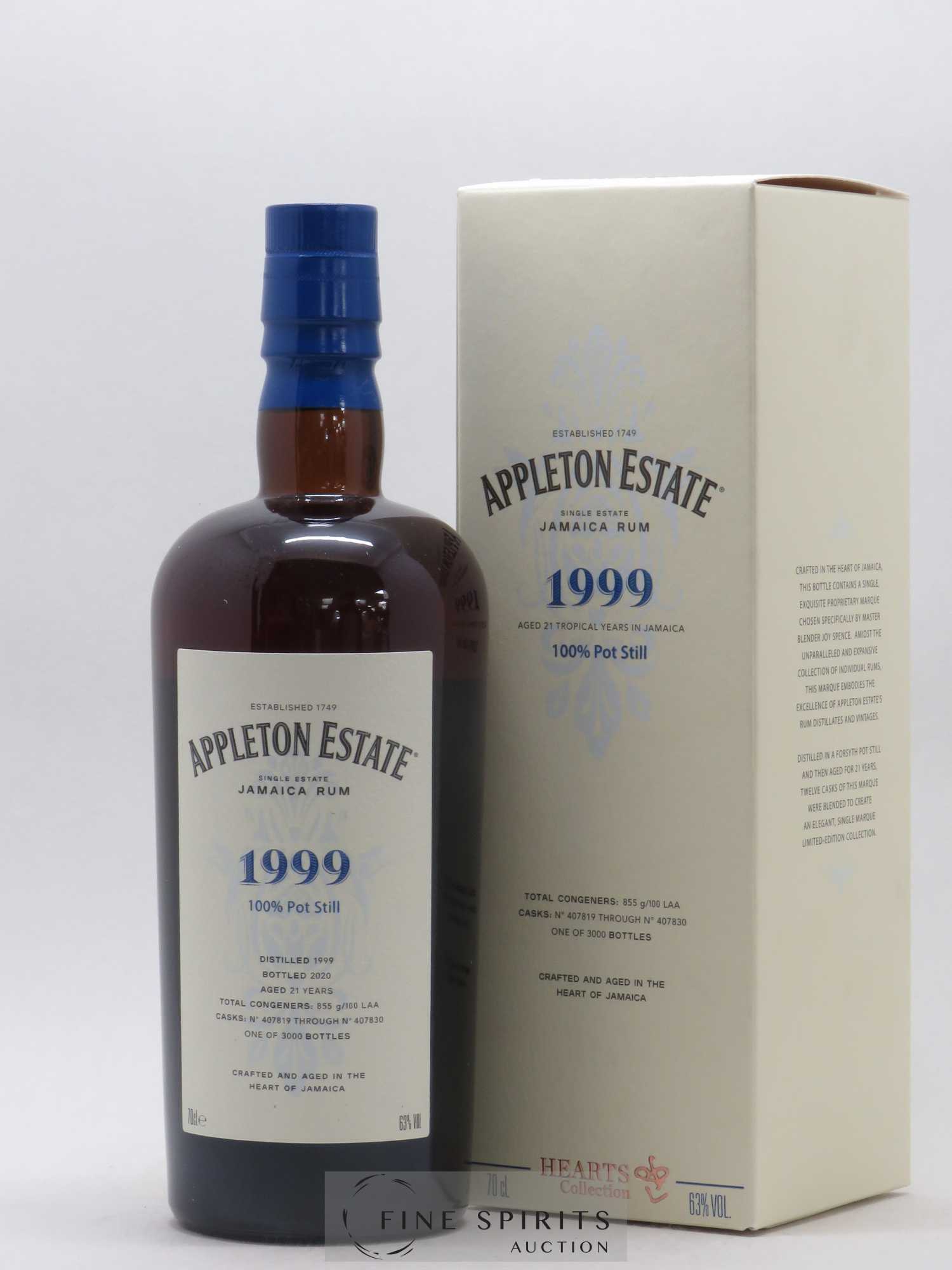 Appleton Estate 21 years 1999 Of. Pot Still Cask n°407819 through n°407830 - One of 3000 - bottled 2020 Hearts Collection - Lot de 1 bouteille - 0