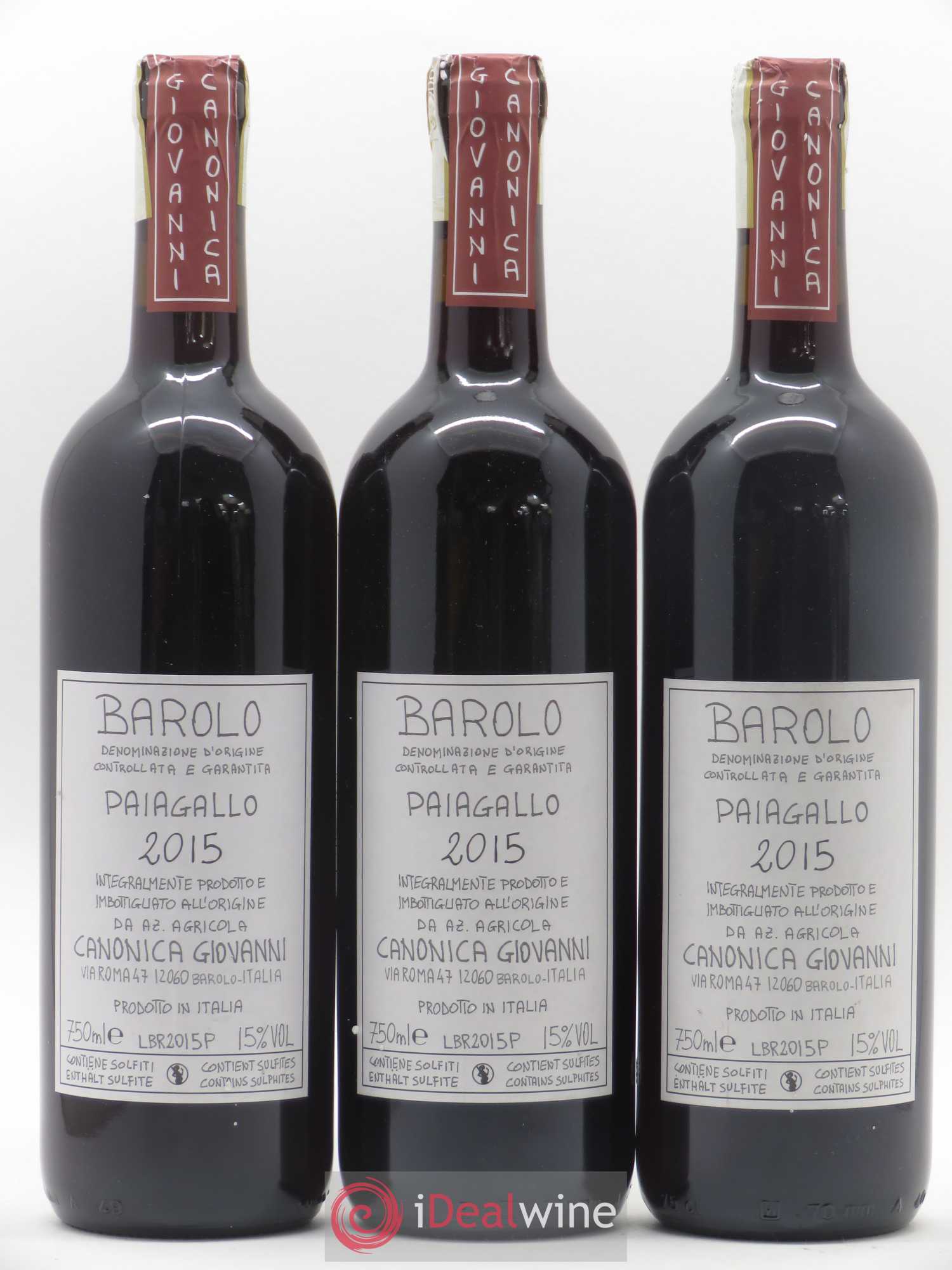 Barolo DOCG Paiagallo Giovanni Canonica 2015 - Lot de 3 bouteilles - 0