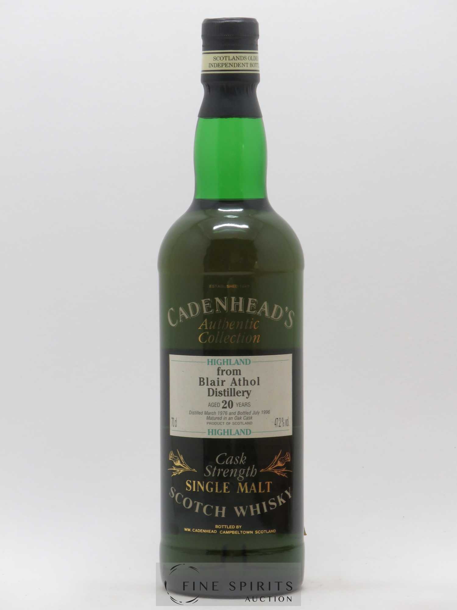 Blair Athol 20 years 1976 Cadenhead's Cask Strength - bottled 1996 Authentic Collection - Lot of 1 bottle - 1