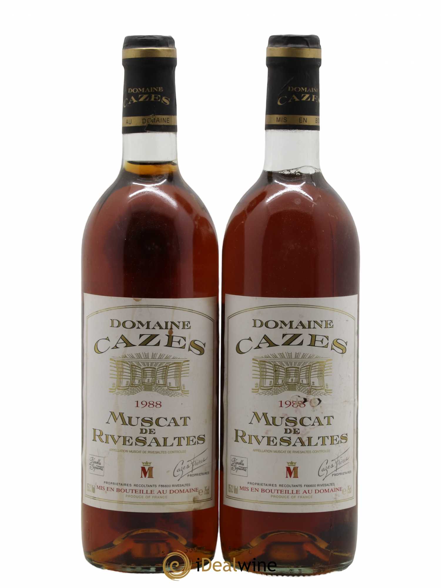 Muscat de Rivesaltes Domaine Cazes 1988 - Lot de 2 bouteilles - 0