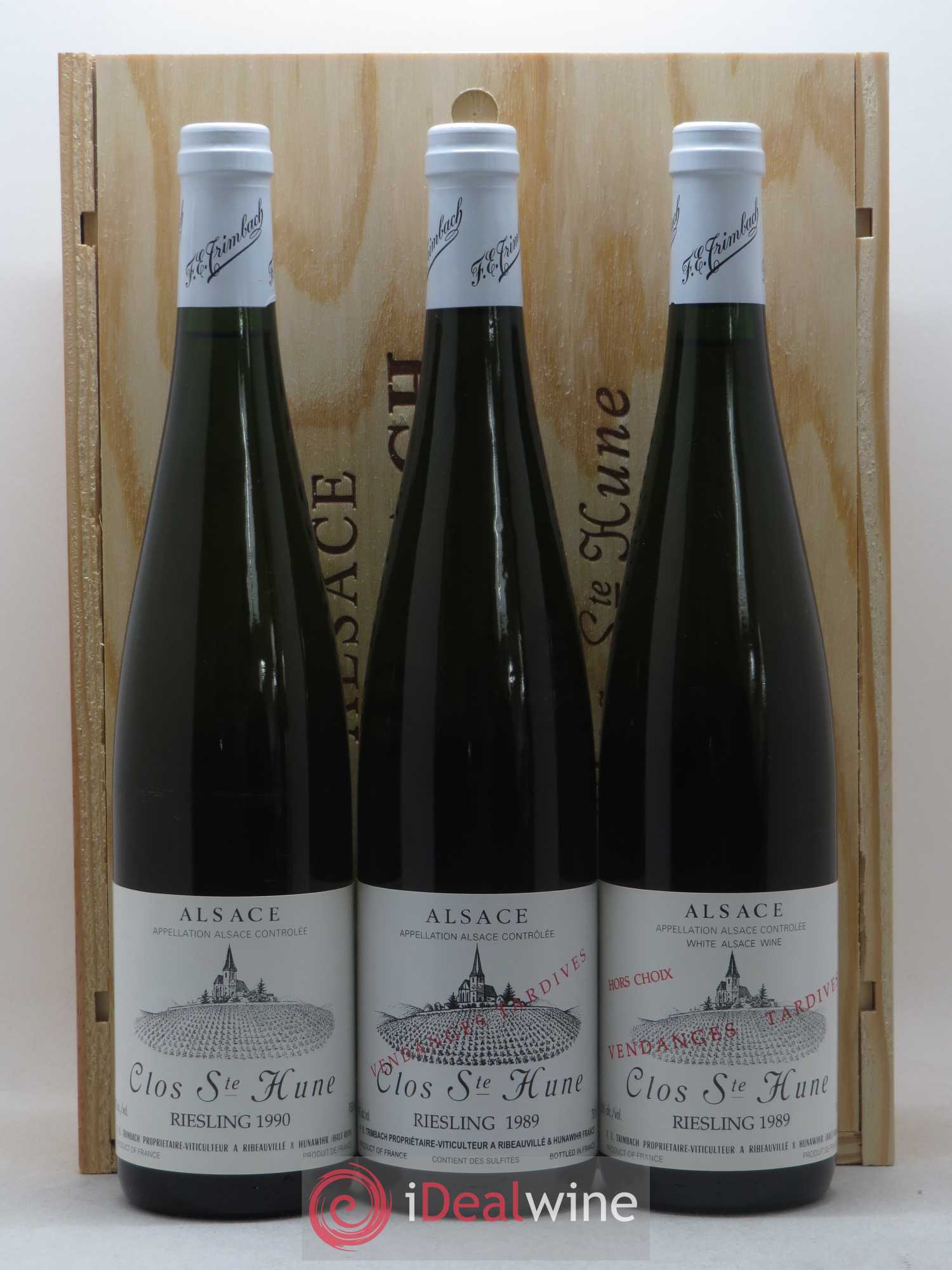 Riesling Clos Saint Hune Trimbach (Domaine) Clos Sainte Hune 1990 - Clos Sainte Hune Vendanges tardives 1989 - Clos Sainte Hune Vendanges tardives Hors choix 1989 (no reserve) - Lot of 3 bottles - 0