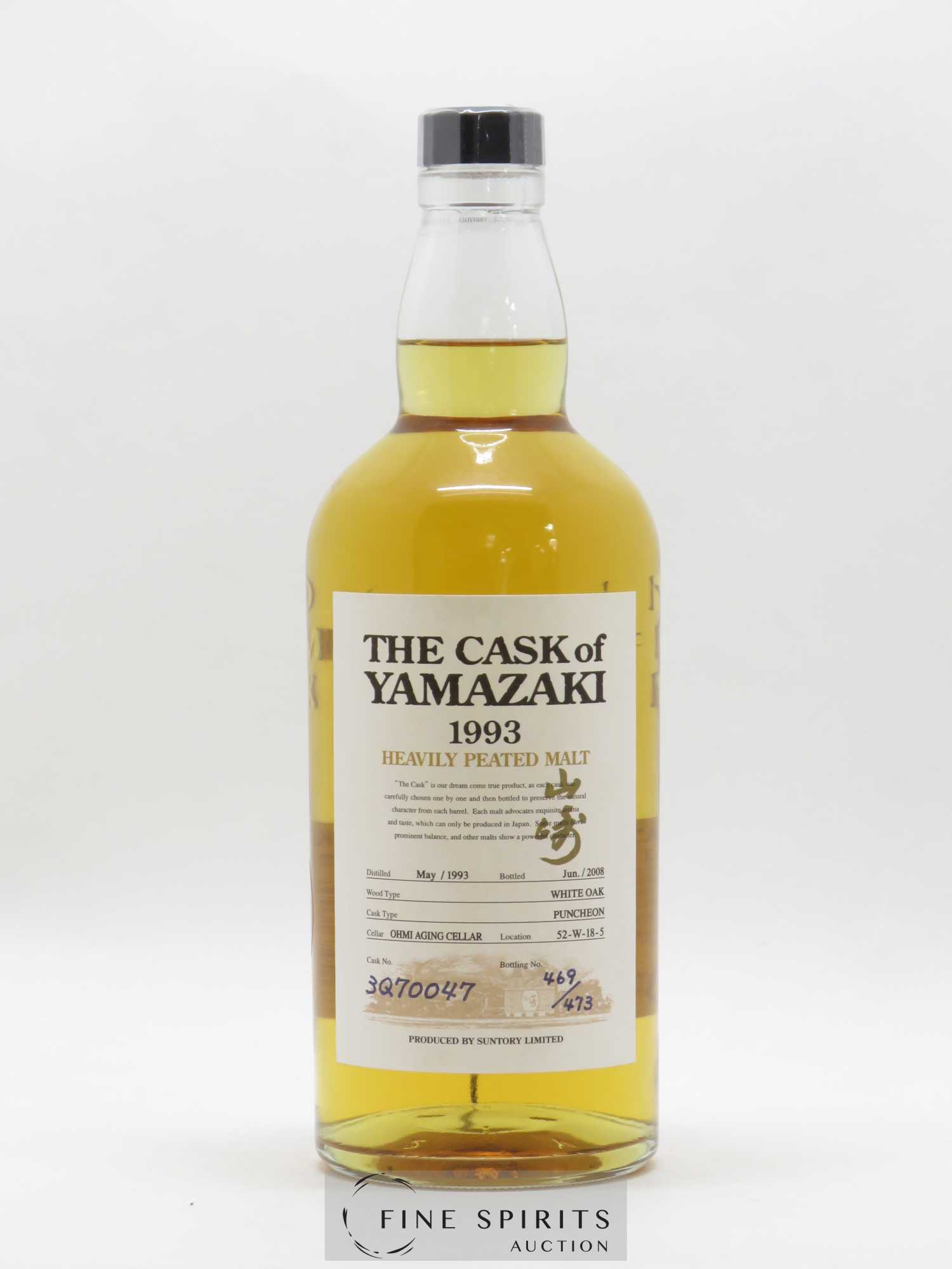 The Cask of Yamazaki 15 years 1993 Of. Puncheon Cask n°3Q70047 - One of 473 - bottled 2008 Heavily Peated - Lot de 1 bouteille - 1