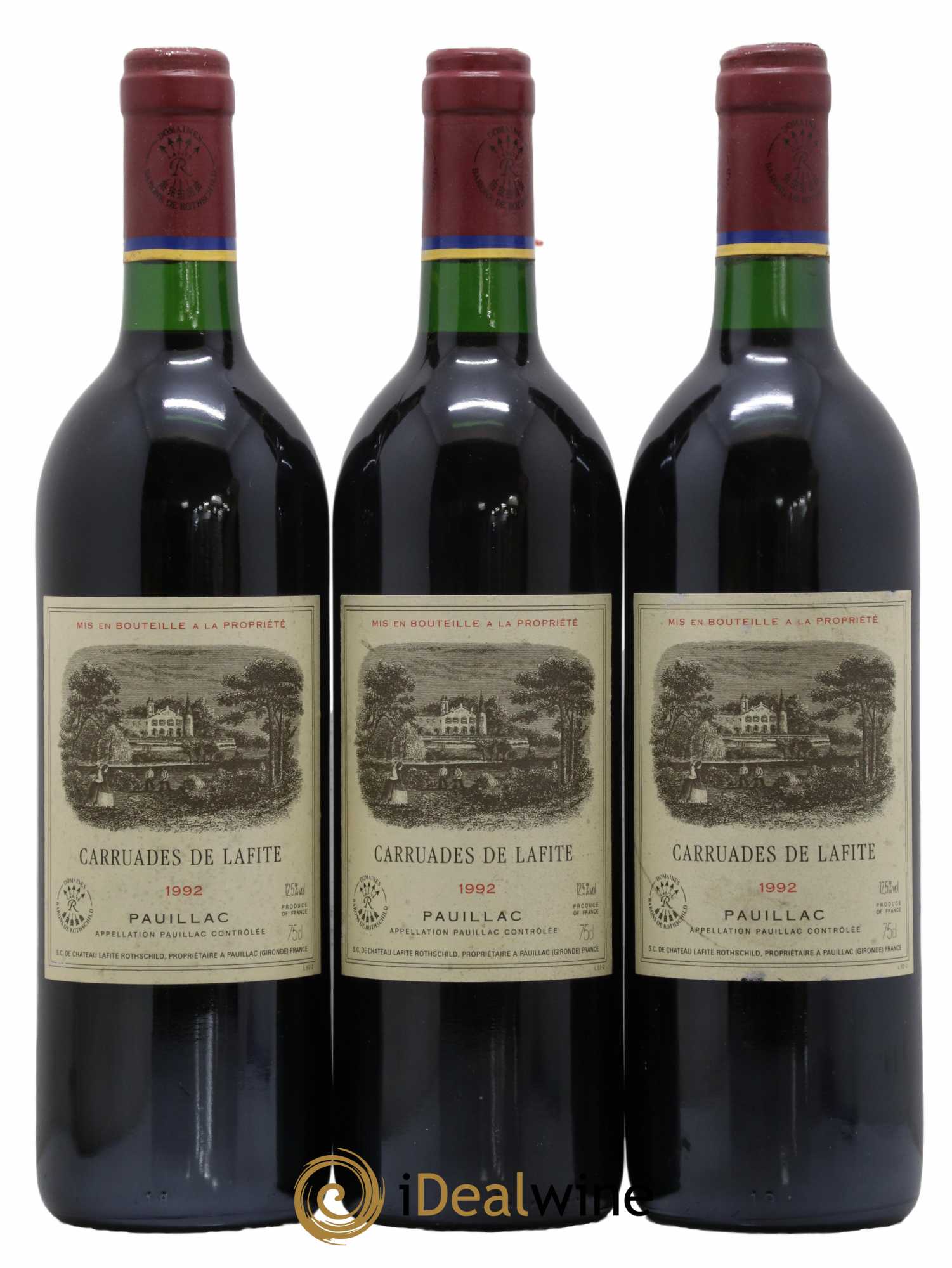 Carruades de Lafite Rothschild Second Vin 1992 - Lot de 3 bouteilles - 0