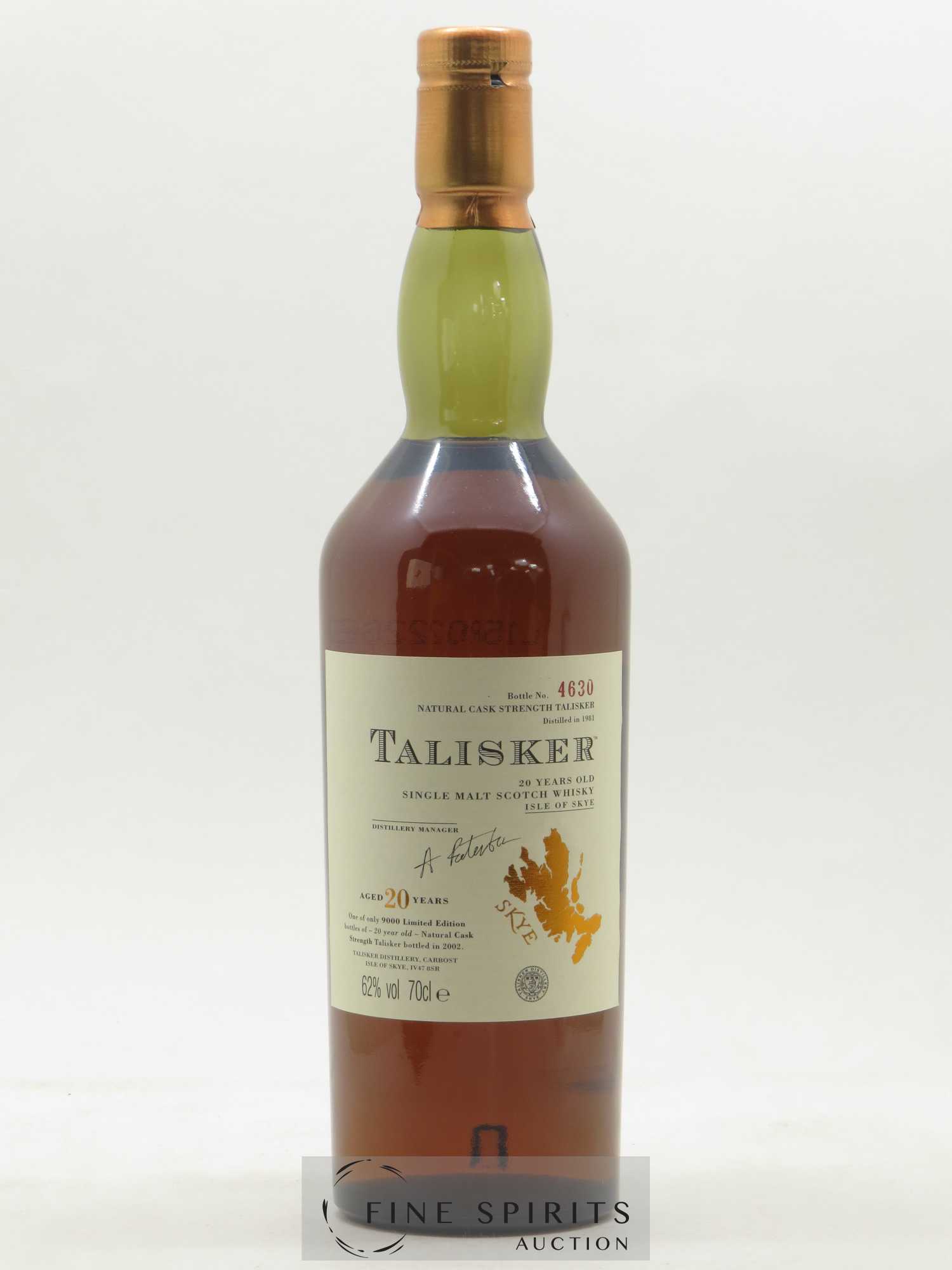 Talisker 20 years 1981 Of. Natural Cask Strength - One of 9000 - bottled 2002 Limited Edition - Lot of 1 bottle - 1