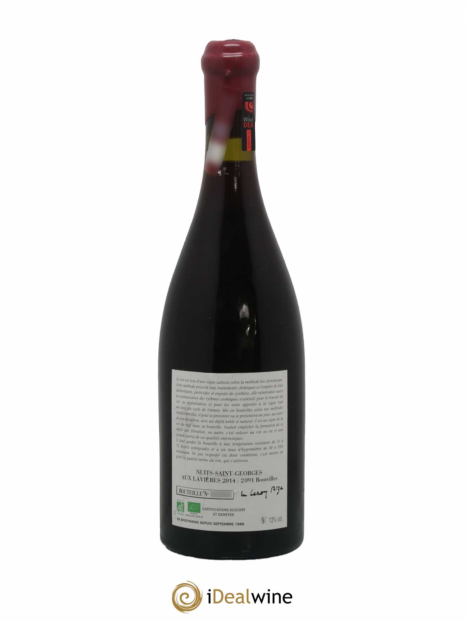 Nuits Saint-Georges Aux Lavières Leroy (Domaine) 2014 - Lot of 1 bottle - 1