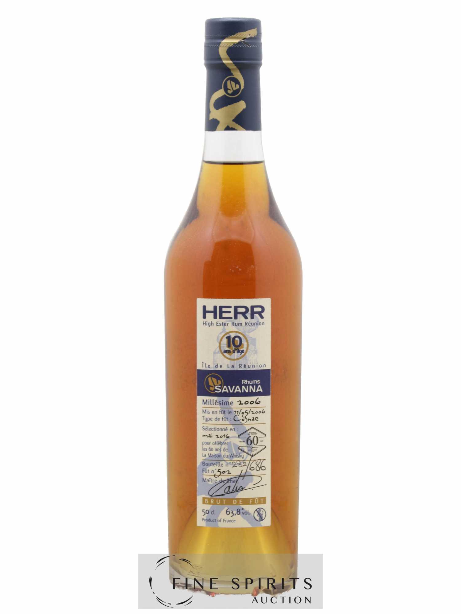 Savanna 10 years 2006 Of. HERR Fût n°502 - One of 686 LMDW 60th Anniversary 50 CL - Lot de 1 bouteille - 1