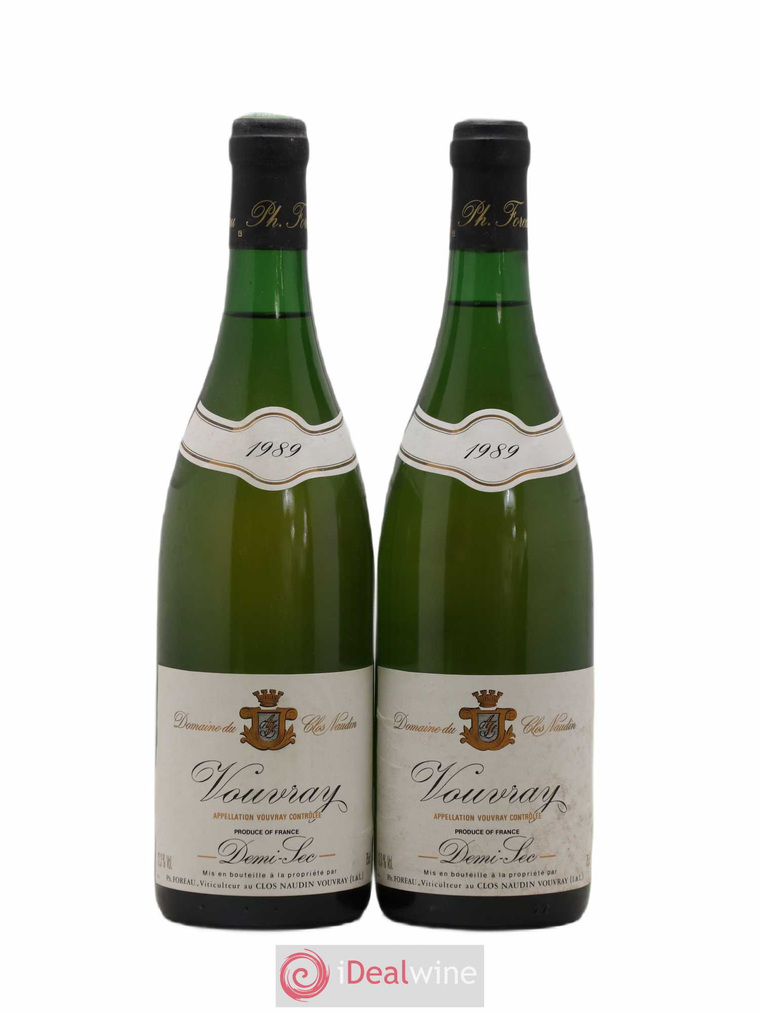 Vouvray Demi-Sec Clos Naudin - Philippe Foreau  (no reserve) 1989 - Lot of 2 bottles - 0