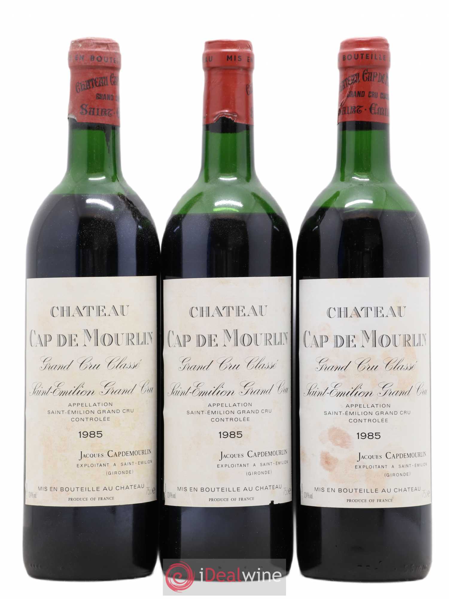 Château Cap de Mourlin Grand Cru Classé 1985 - Lot de 3 bouteilles - 0