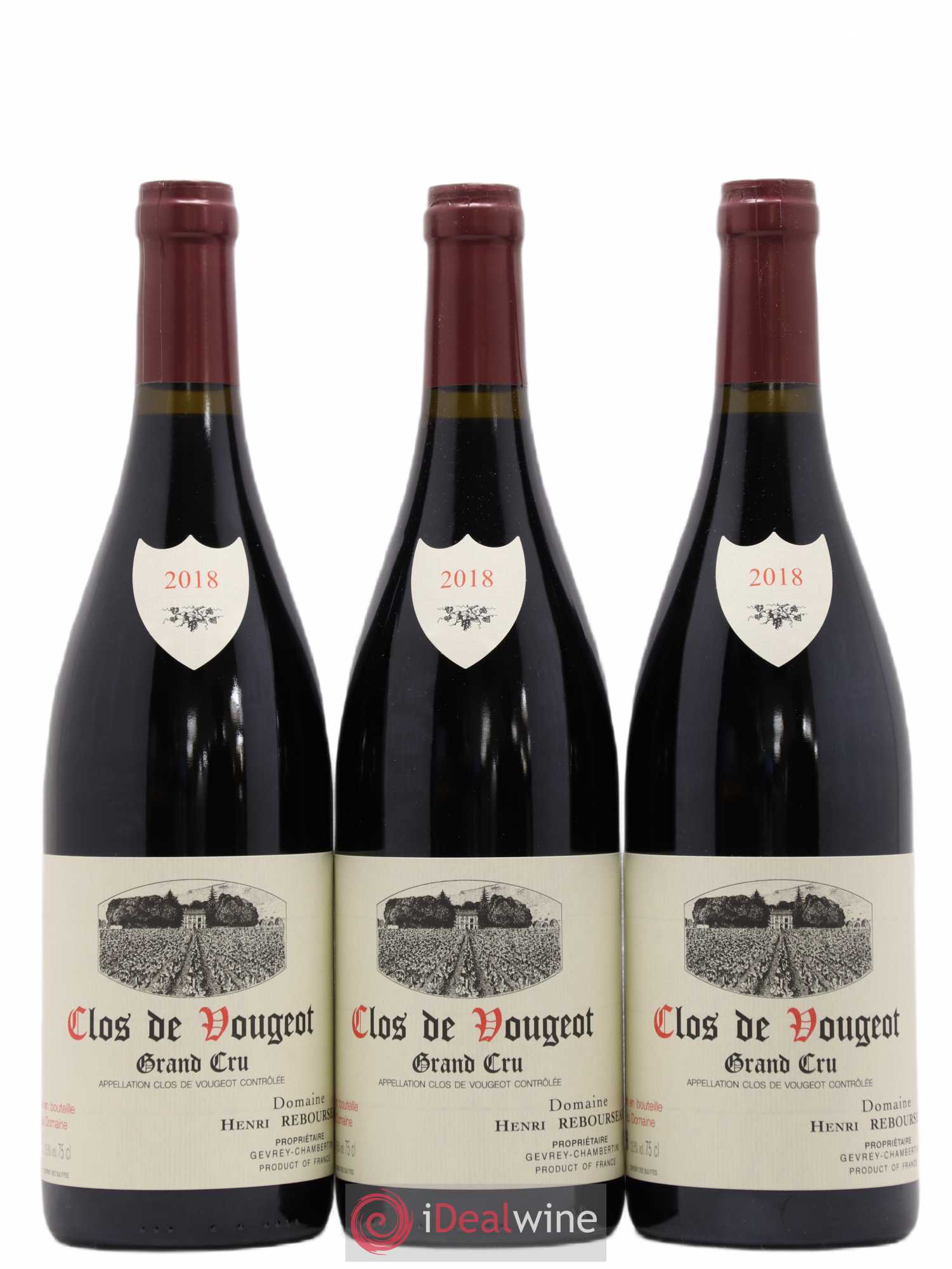 Clos de Vougeot Grand Cru Henri Rebourseau (Domaine) 2018 - Lot of 3 bottles - 0