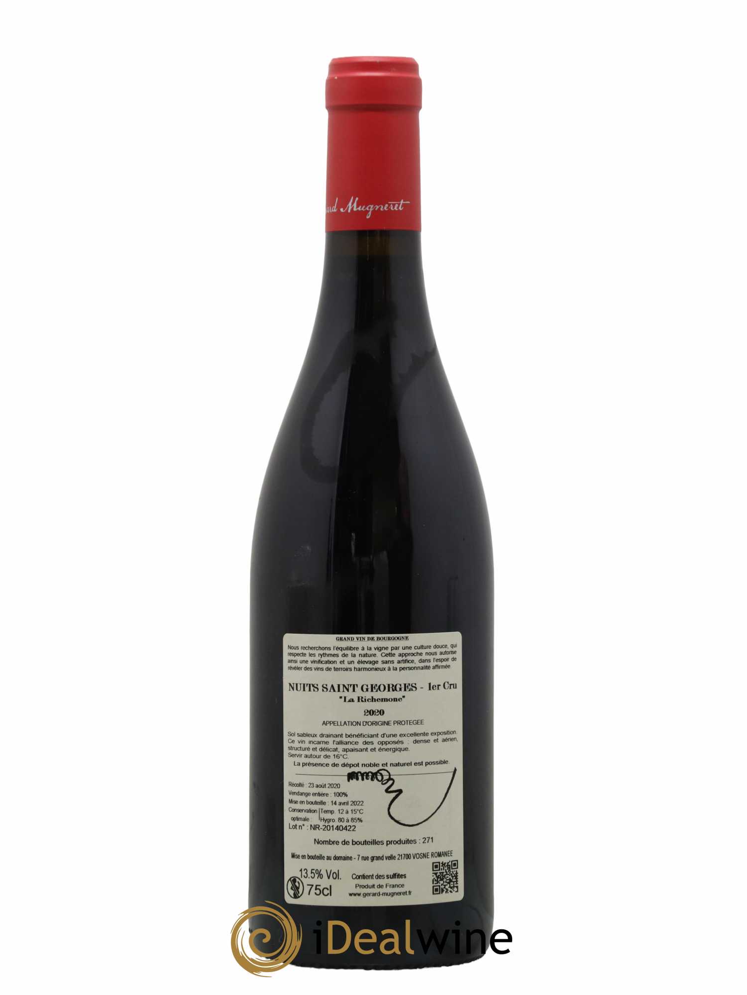 Nuits Saint-Georges 1er Cru La Richemone Domaine Gerard Mugneret 2020 - Lot de 1 bouteille - 1