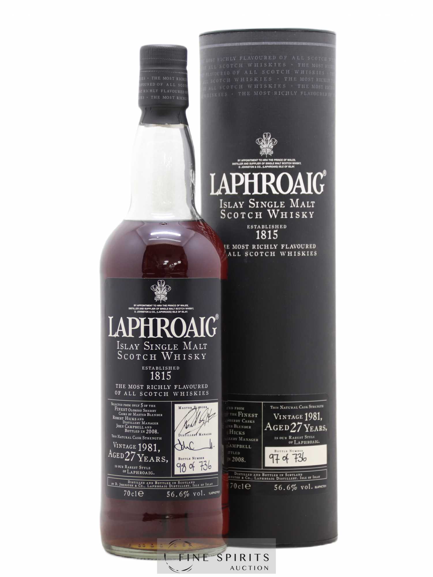 Laphroaig 27 years 1981 Of. Oloroso Sherry Casks - One of 736 - bottled 2008 - Lot of 1 bottle - 0