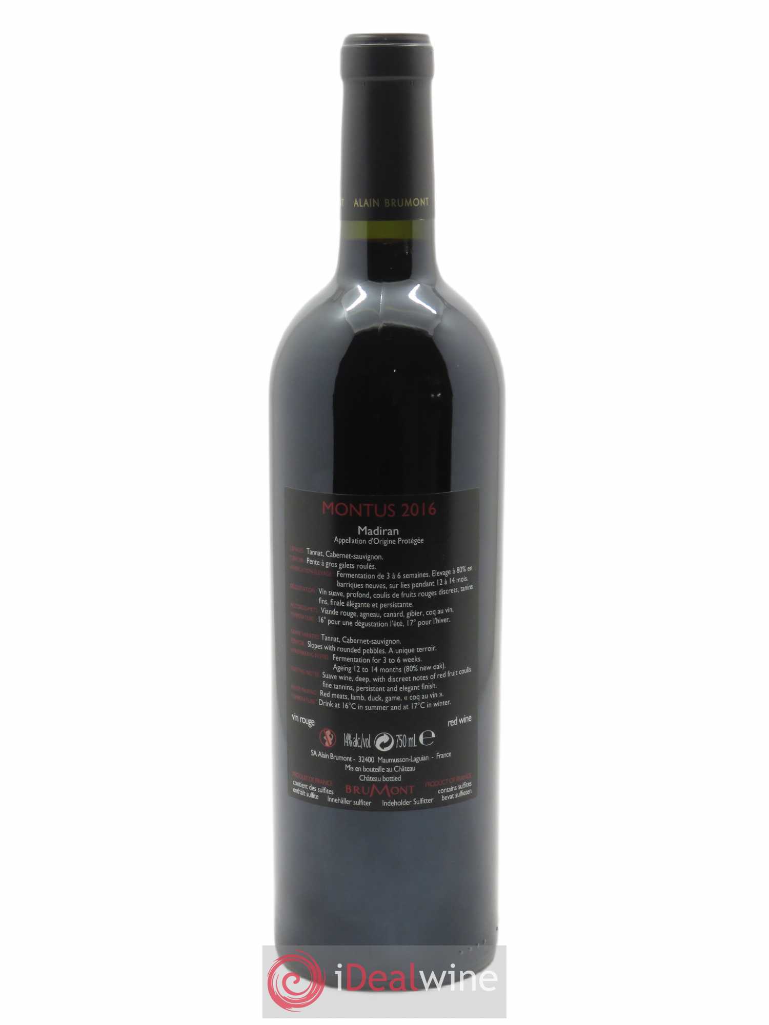 Madiran Château Montus Alain Brumont 2016 - Lot de 1 bouteille - 1