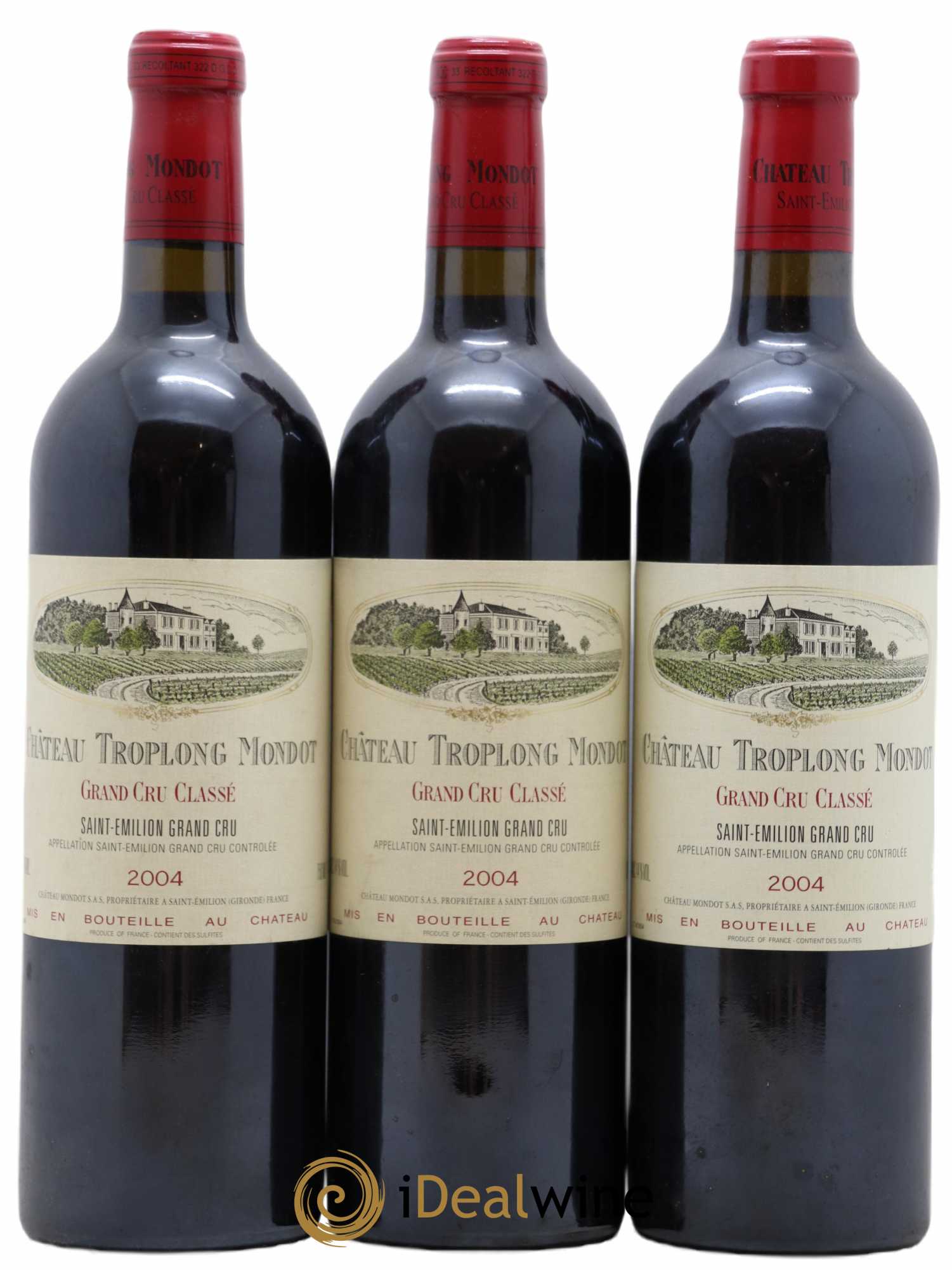 Château Troplong Mondot 1er Grand Cru Classé B 2004 - Lot of 3 bottles - 0