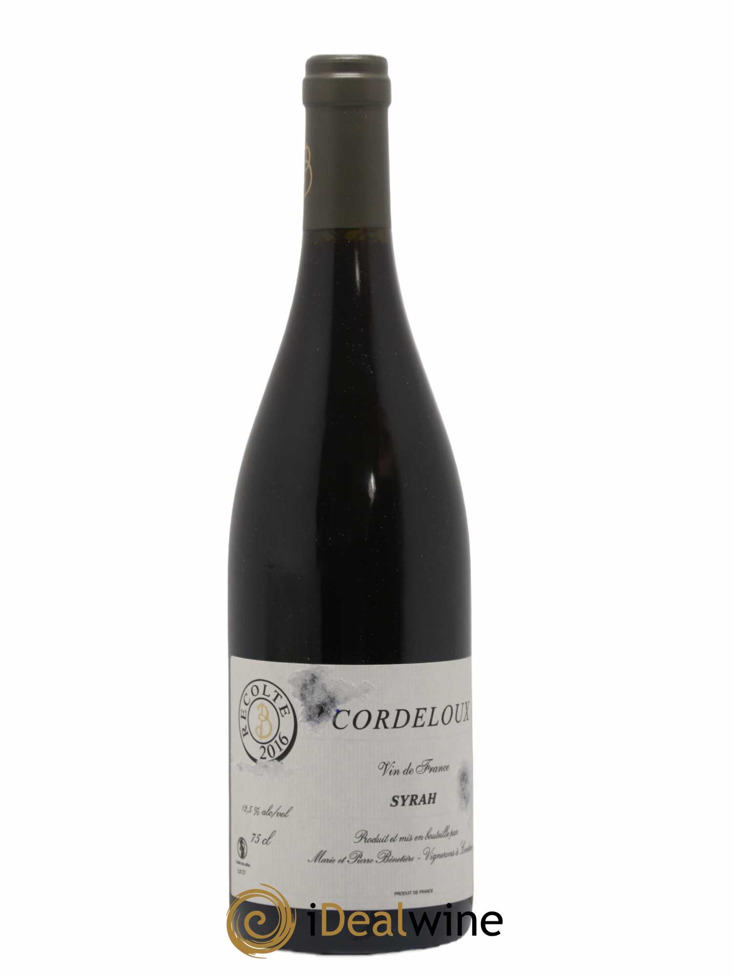 Vin de France Syrah Cordeloux Marie et Pierre Bénetière (Domaine)  (sans prix de réserve) 2016 - Lot de 1 bouteille - 0