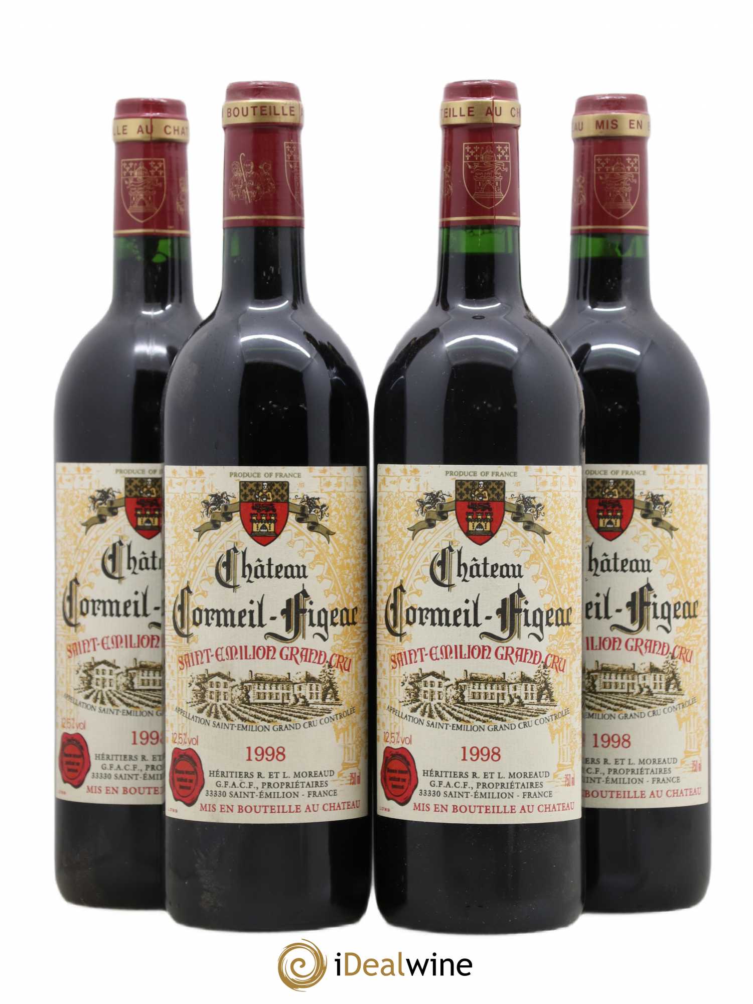 Château Cormeil Figeac 1998 - Lot of 4 bottles - 0