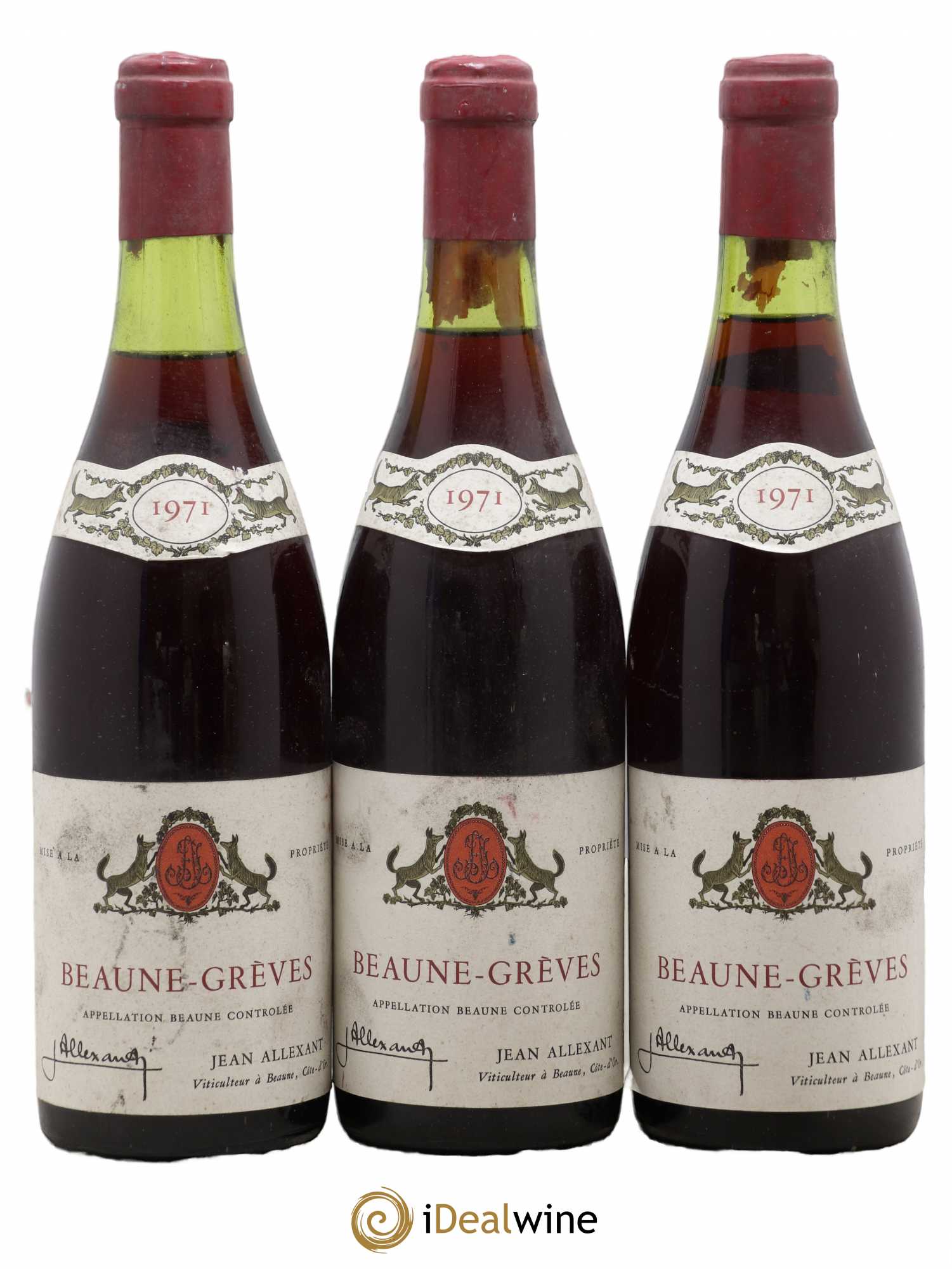 Beaune 1er Cru Grèves Jean Allexant 1971 - Lot de 3 bouteilles - 0