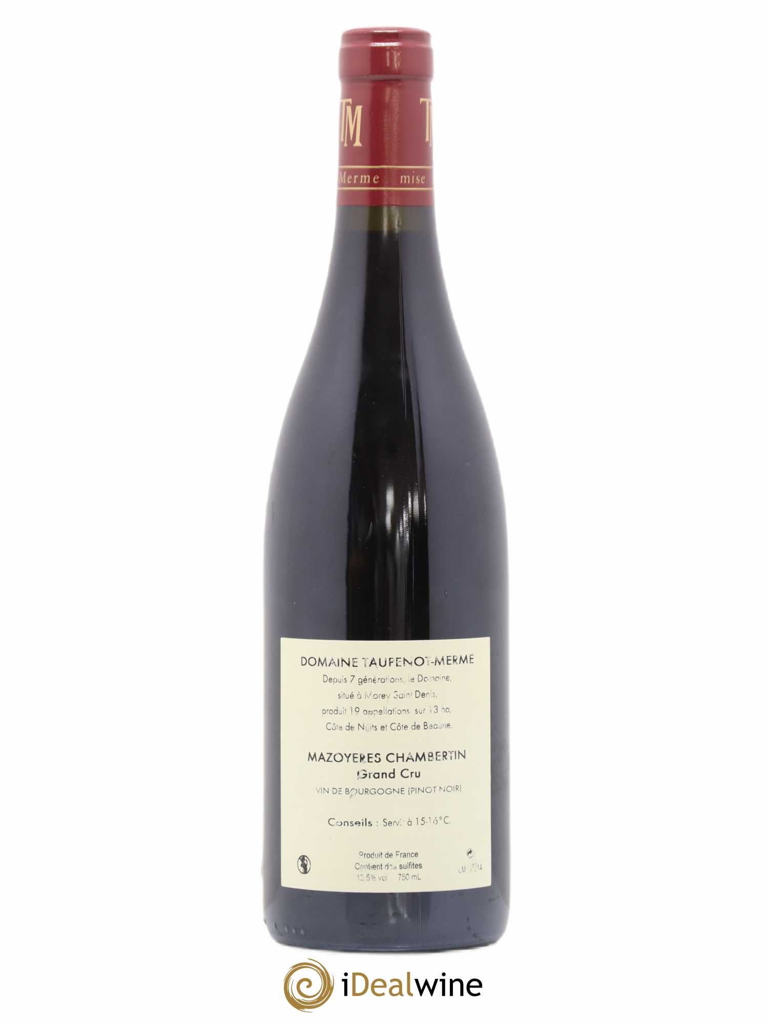 Mazoyères-Chambertin Grand Cru Domaine Taupenot Merme 2014 - Lot de 1 bouteille - 1