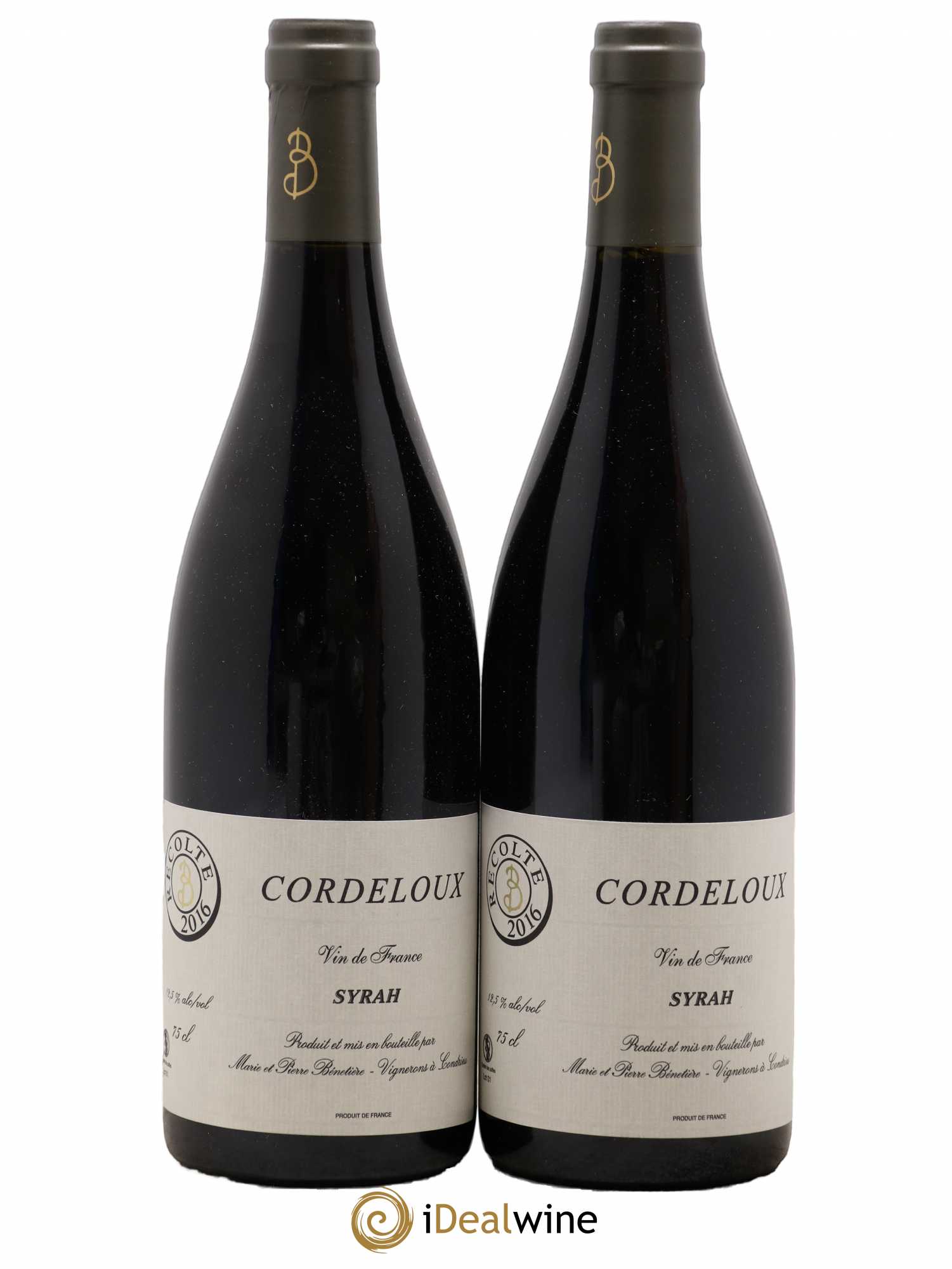 Vin de France Syrah Cordeloux Marie et Pierre Bénetière (Domaine) 2016 - Lot de 2 bouteilles - 0