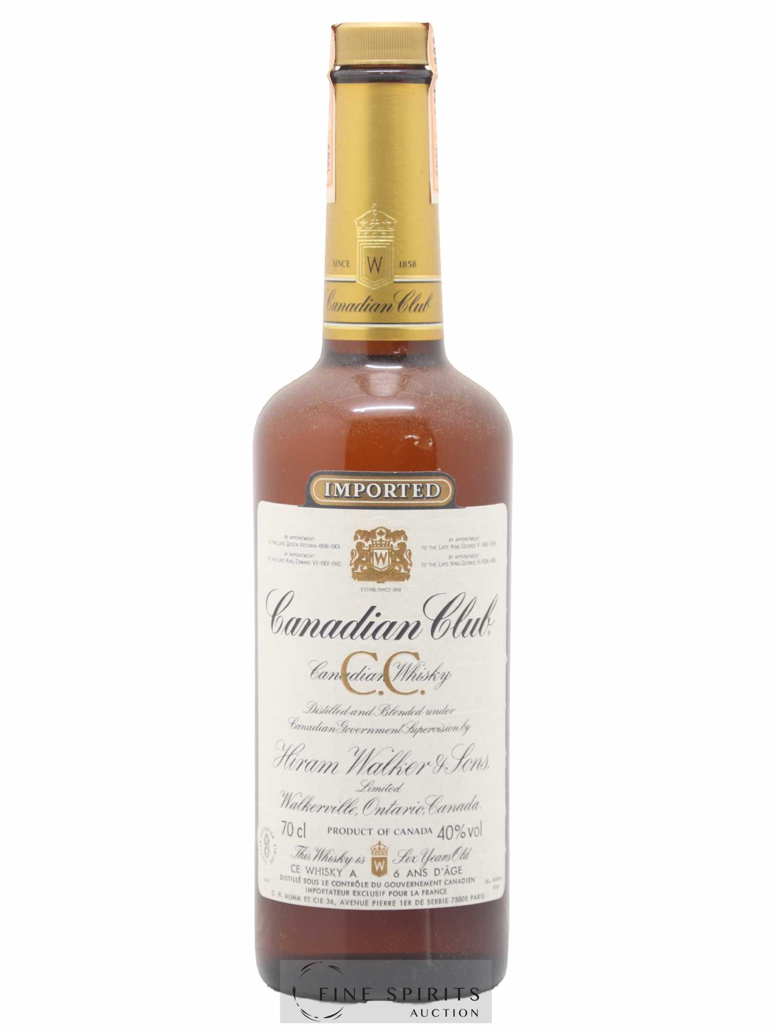 Canadian Club 6 years Of. Imported (70cl.) - Lot de 1 bouteille - 0