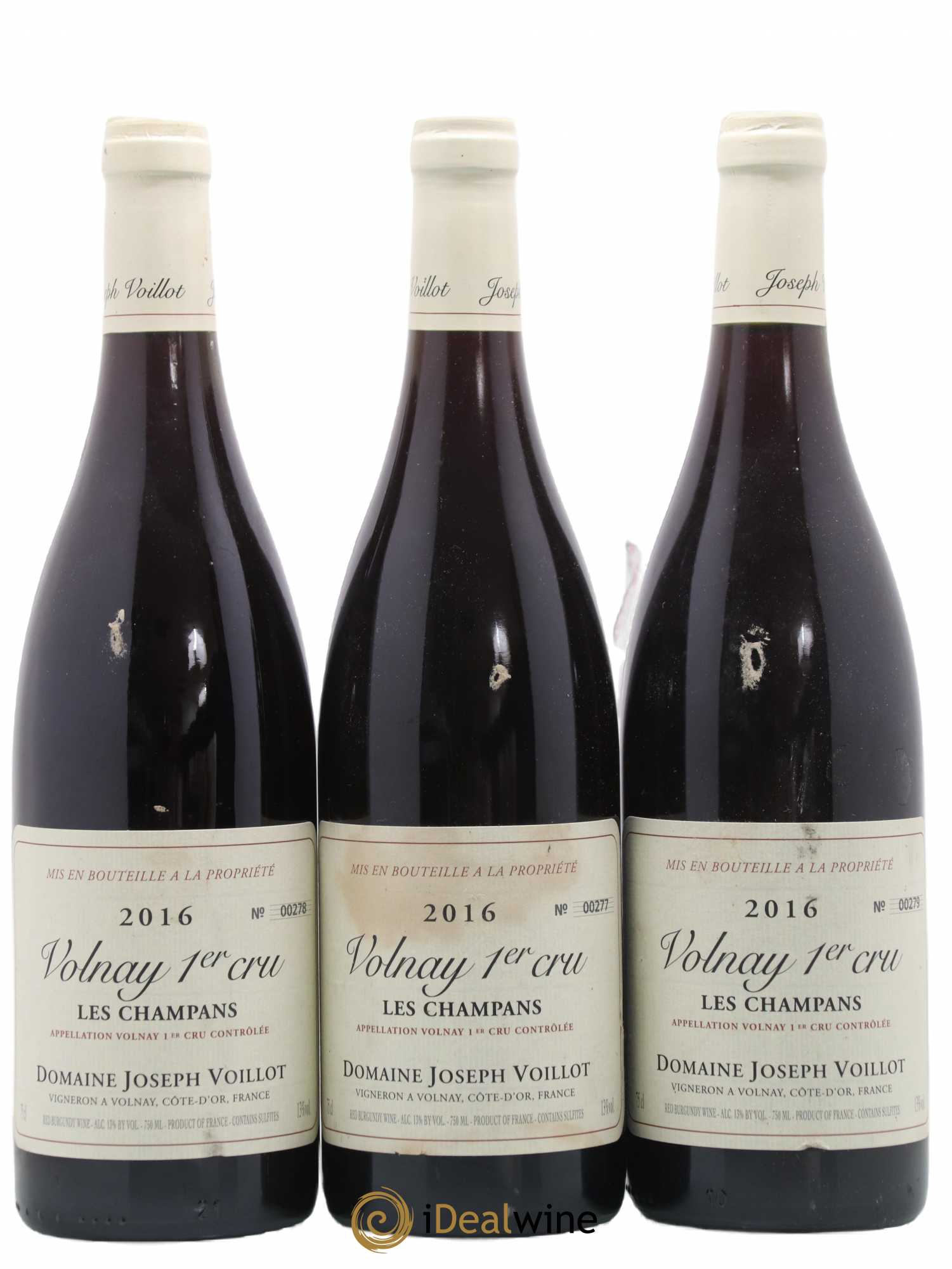 Volnay 1er Cru les Champans Joseph Voillot (Domaine)  (no reserve) 2016 - Lot of 3 bottles - 0