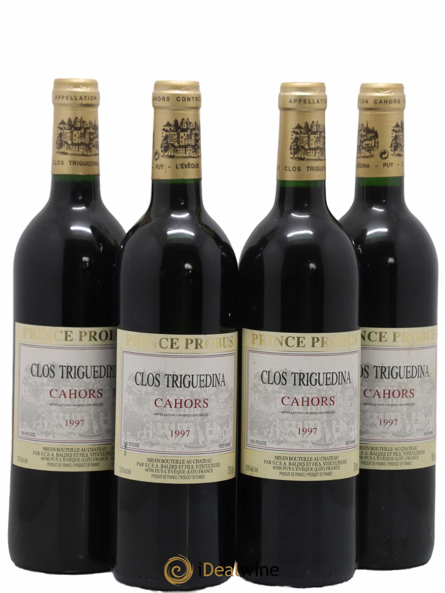 Cahors Clos Triguedina  Probus Jean-Luc Baldès 1997 - Lot of 4 bottles - 0