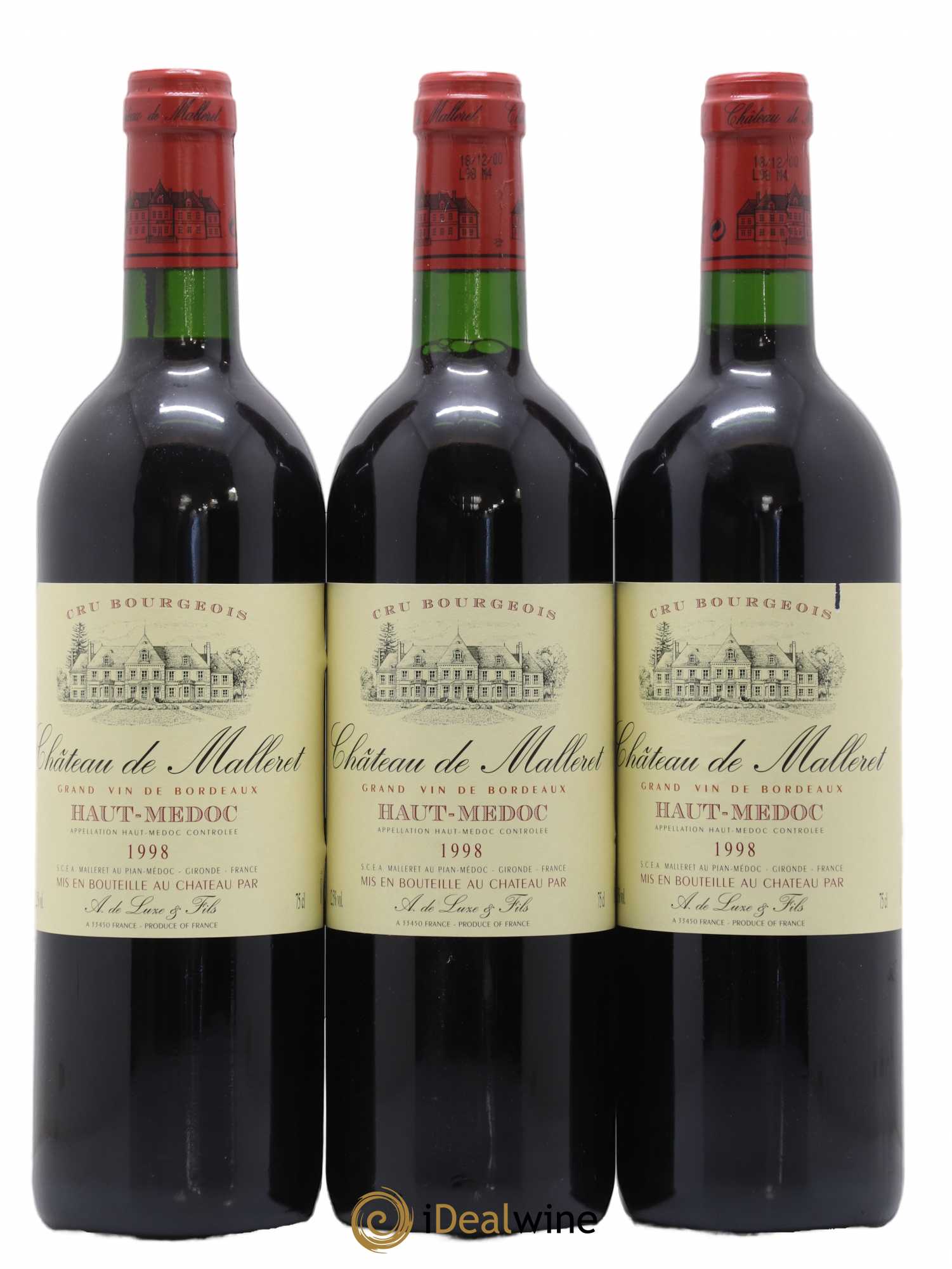 Château de Malleret Cru Bourgeois 1998 - Lot de 3 bouteilles - 0