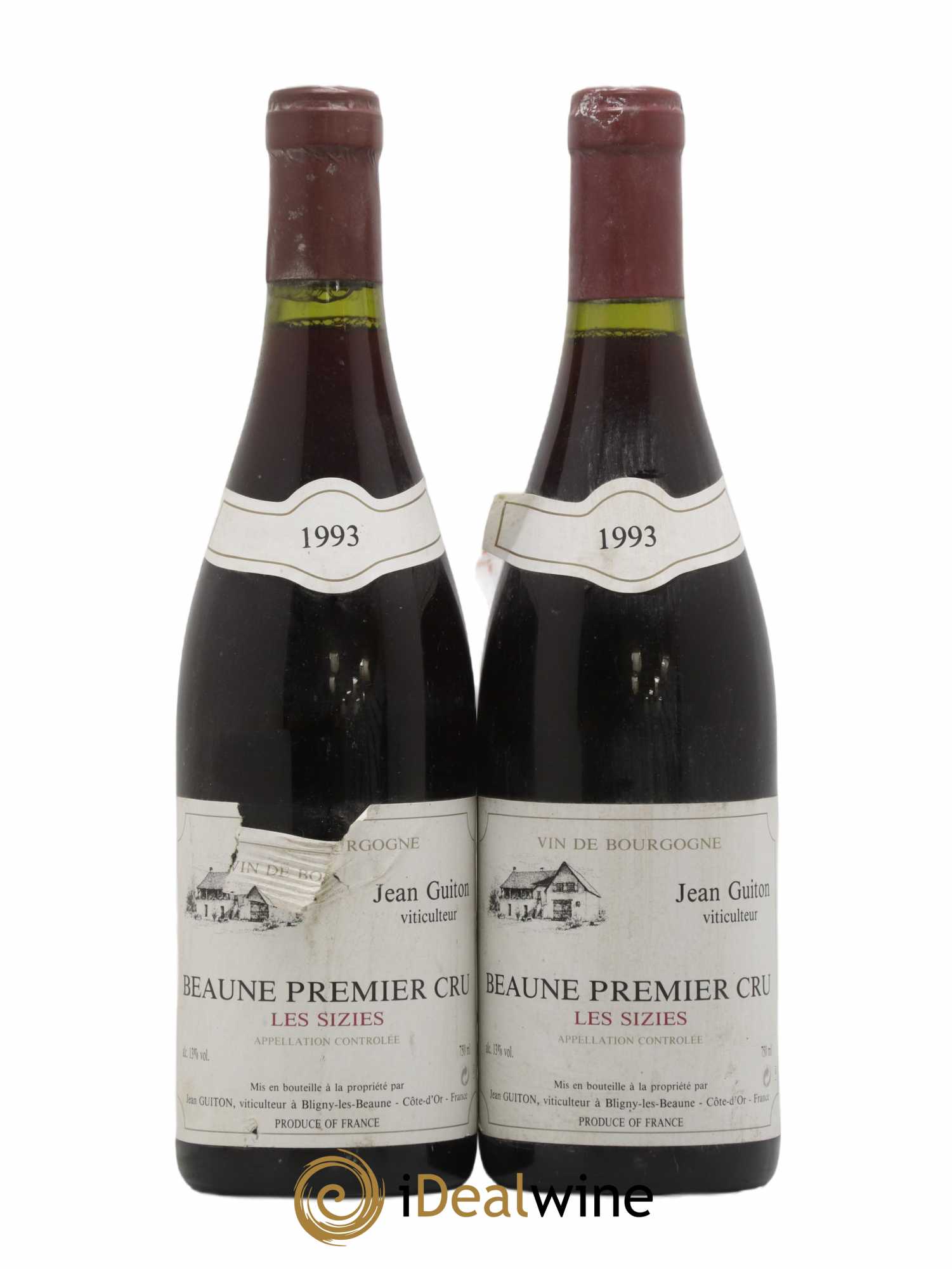 Beaune 1er Cru les Sizies Jean Guiton 1993 - Lot de 2 bouteilles - 0