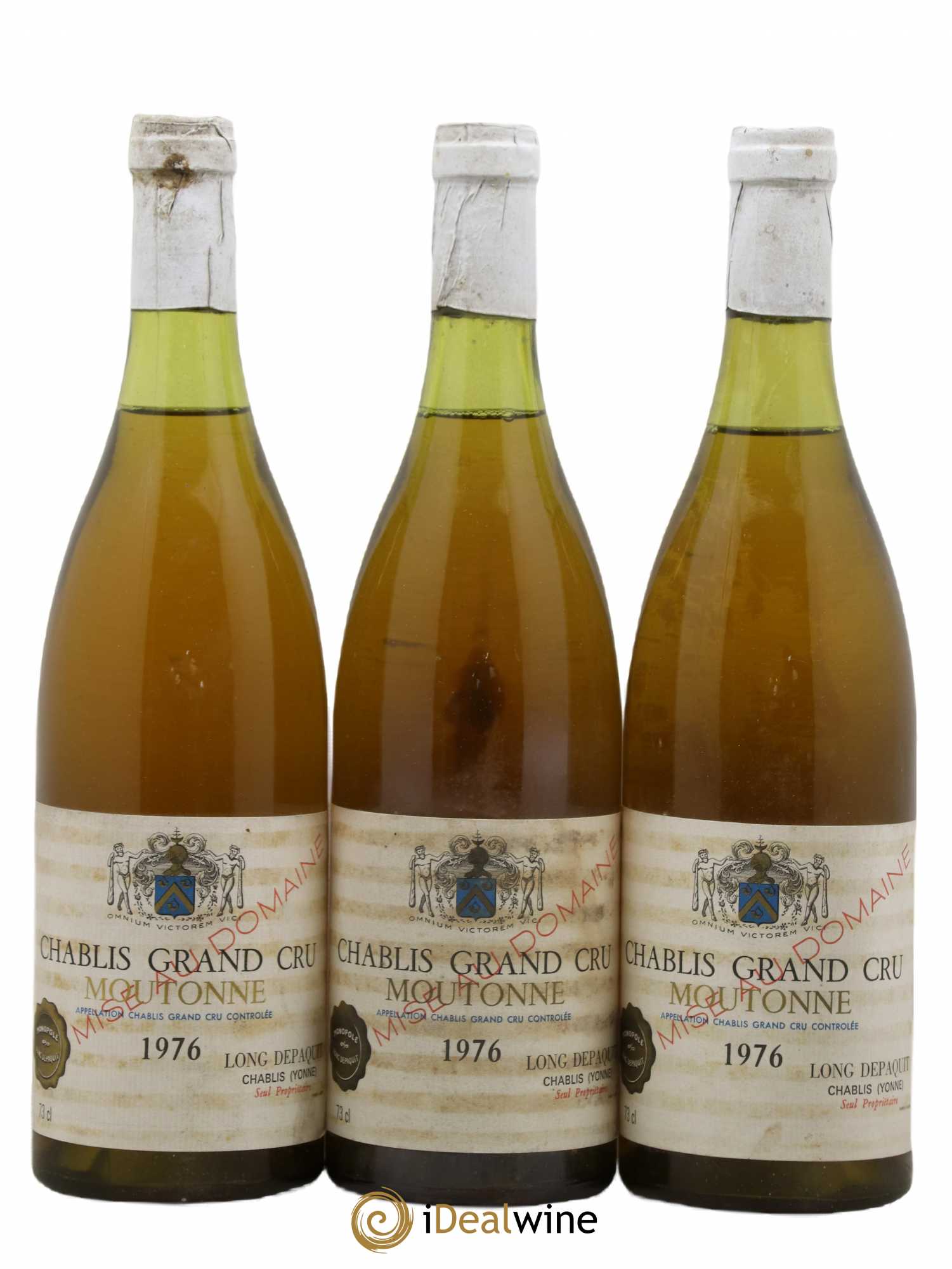 Chablis Grand Cru Moutonne Long Depaquit - Albert Bichot (Domaine) 1976 - Lot de 3 bouteilles - 0